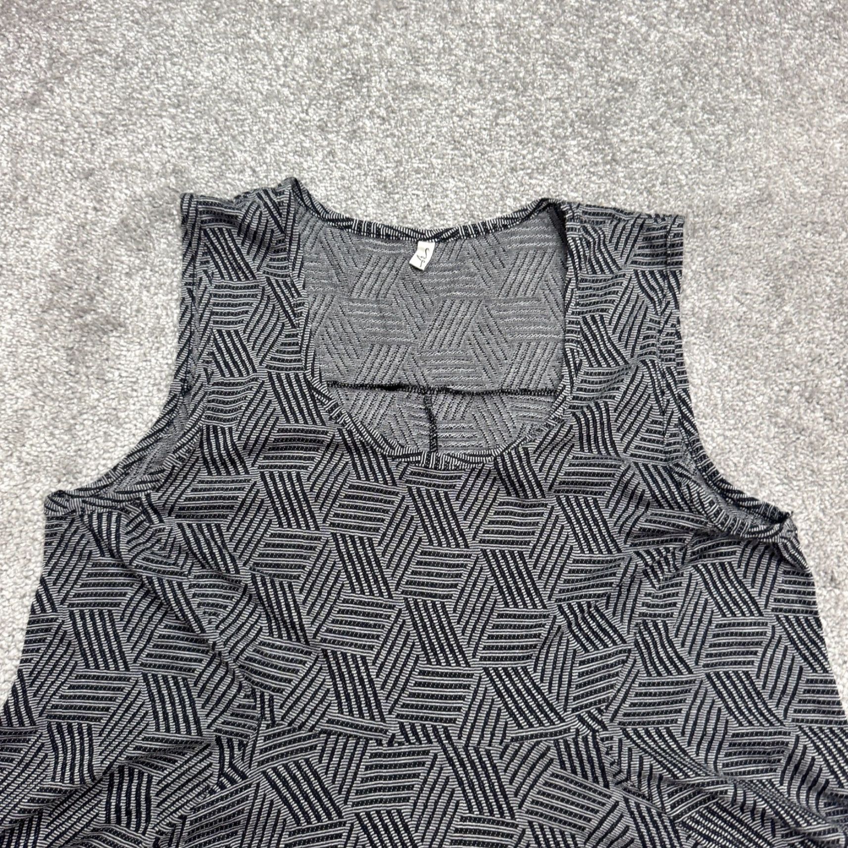Vintage Vigorella Dress Geometric Knit A-Line Shift - Scoop Neck, Pockets - Womens S/M Gray Size S / US 4 / IT 40 - 3 Thumbnail