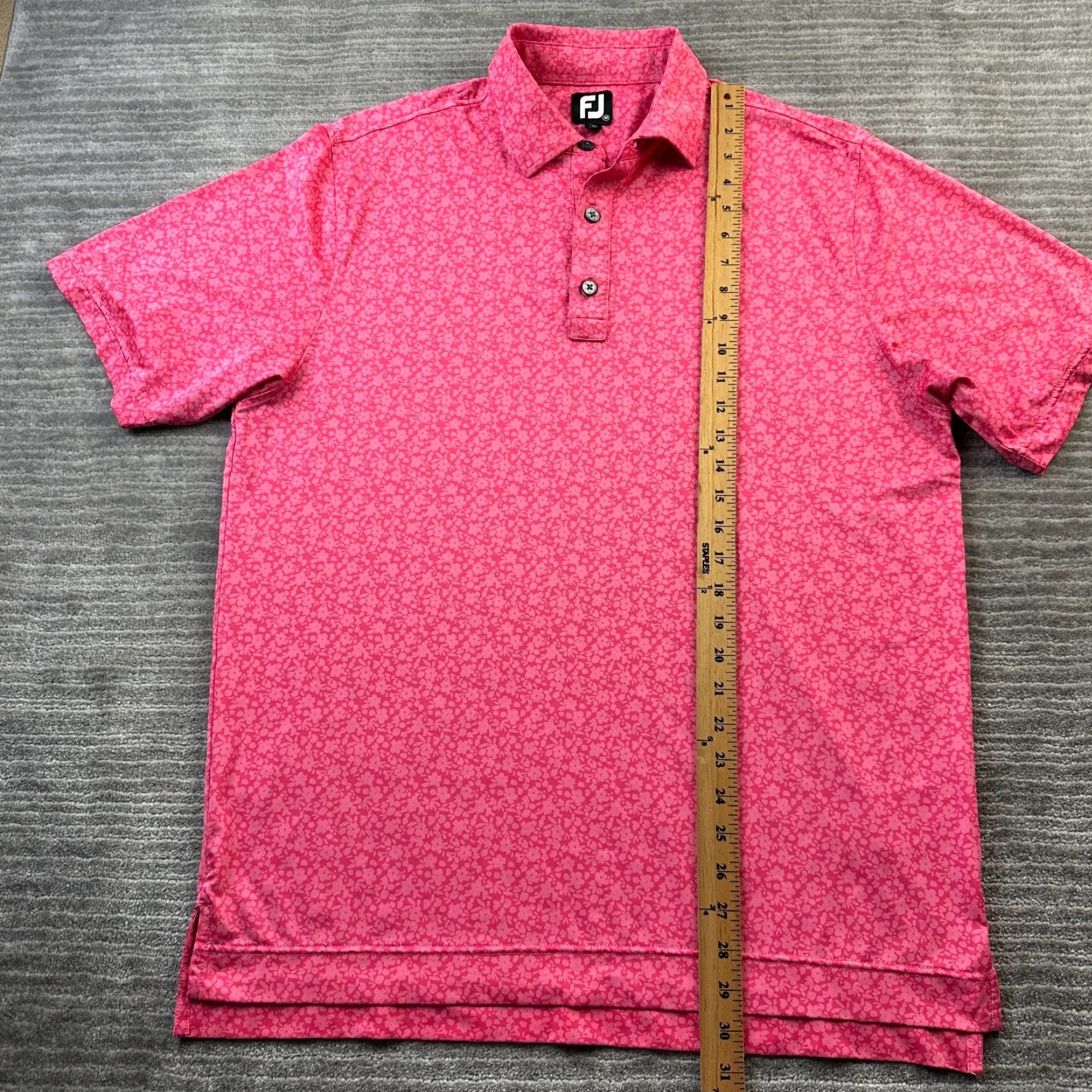 Footjoy FootJoy Polo Shirt Mens M Pink All Over Print Golf Performance Shirt Size US M / EU 48-50 / 2 - 8 Thumbnail