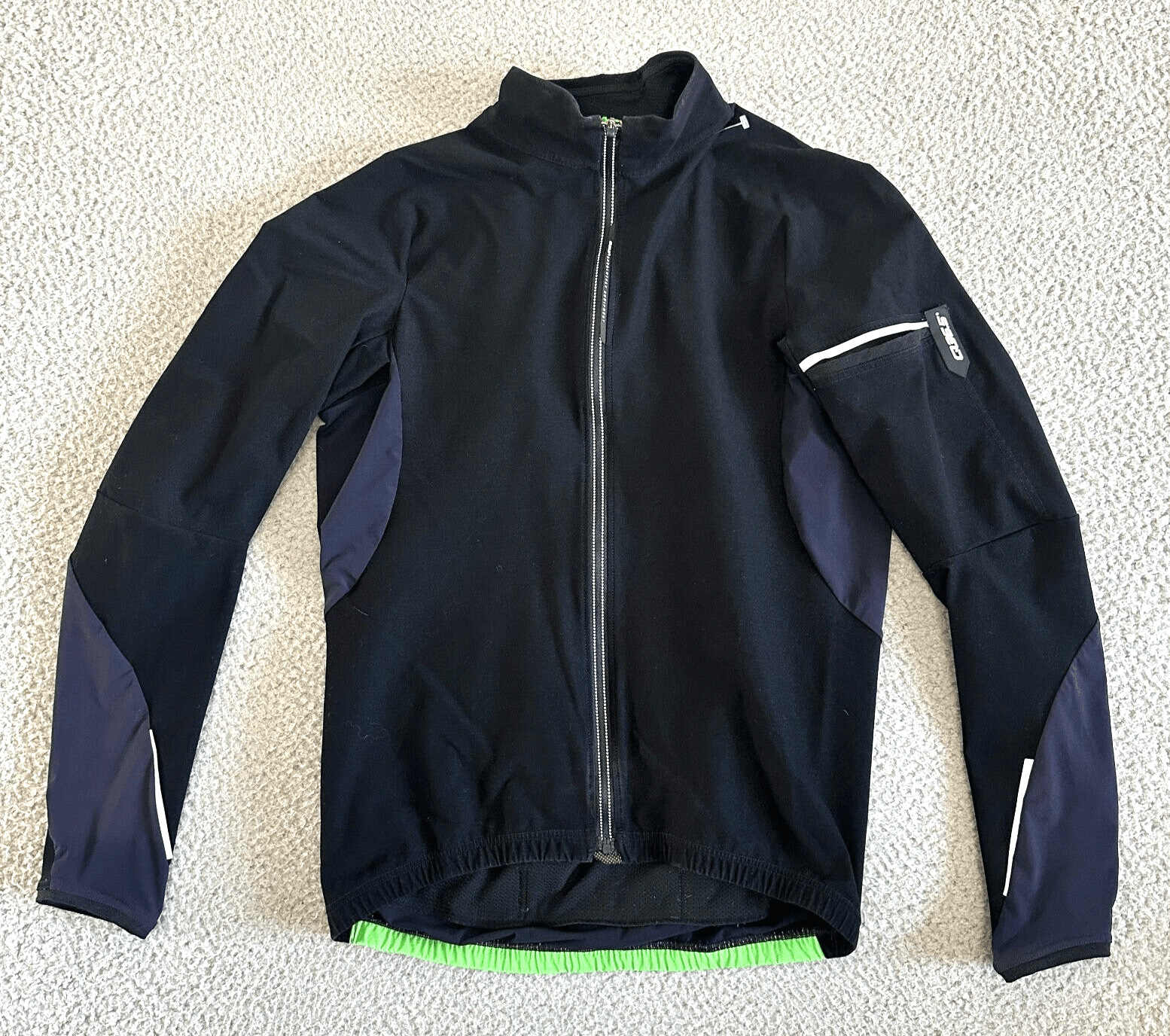 Cycling Jacket Black Zip Up Reflective Bl