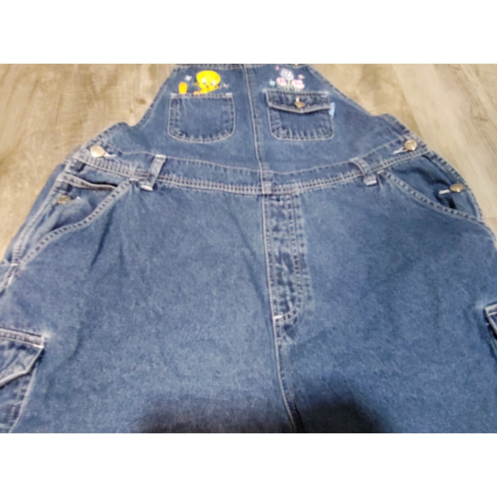 Vintage VINTAGE Looney Tunes Women's Denim Bibs Sleeveless Size 14W-16W Tweety Bird Casual Overall Size 36" / US 14 / IT 50 - 4 Thumbnail
