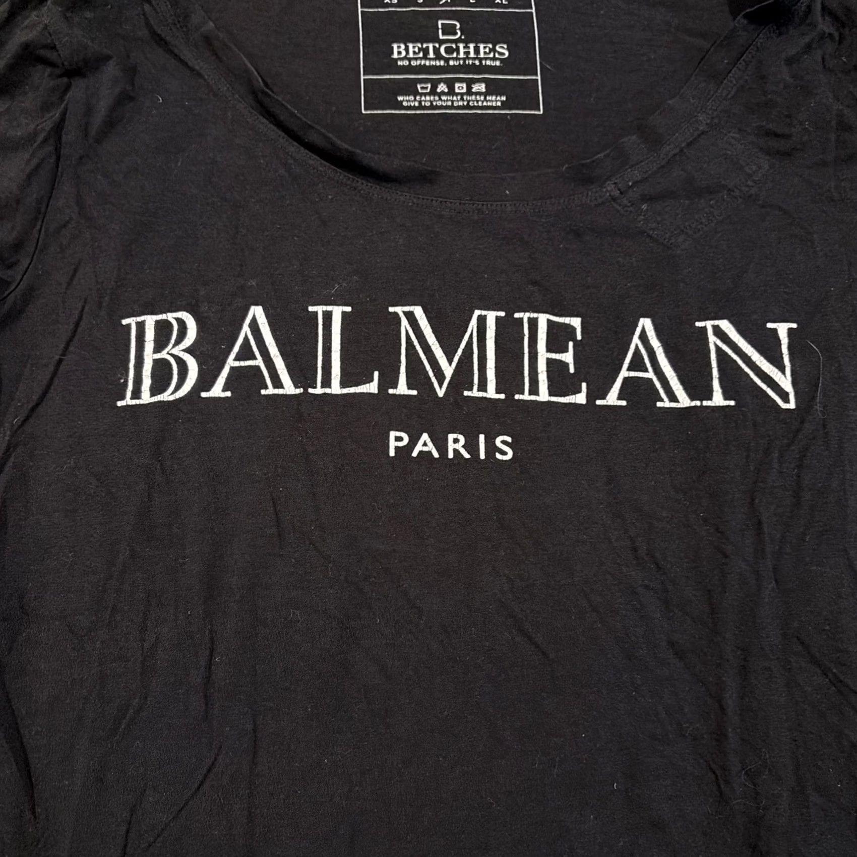 Balmain Betches Balmain Graphic T Shirt Women's Medium Black BALMEAN Logo Shirt Size M / US 6-8 / IT 42-44 - 2 Thumbnail