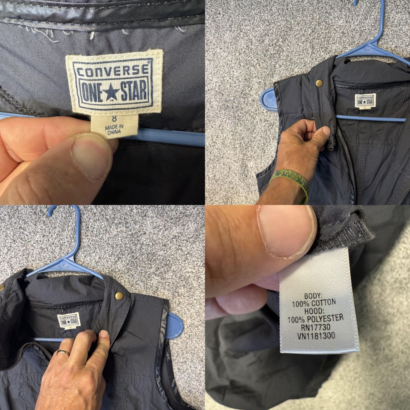 Converse Converse One Star Dress Womens 8 Gray Sleeveless Zip Packable Hood Pockets Shirt Dress Size M / US 6-8 / IT 42-44 - 8 Thumbnail