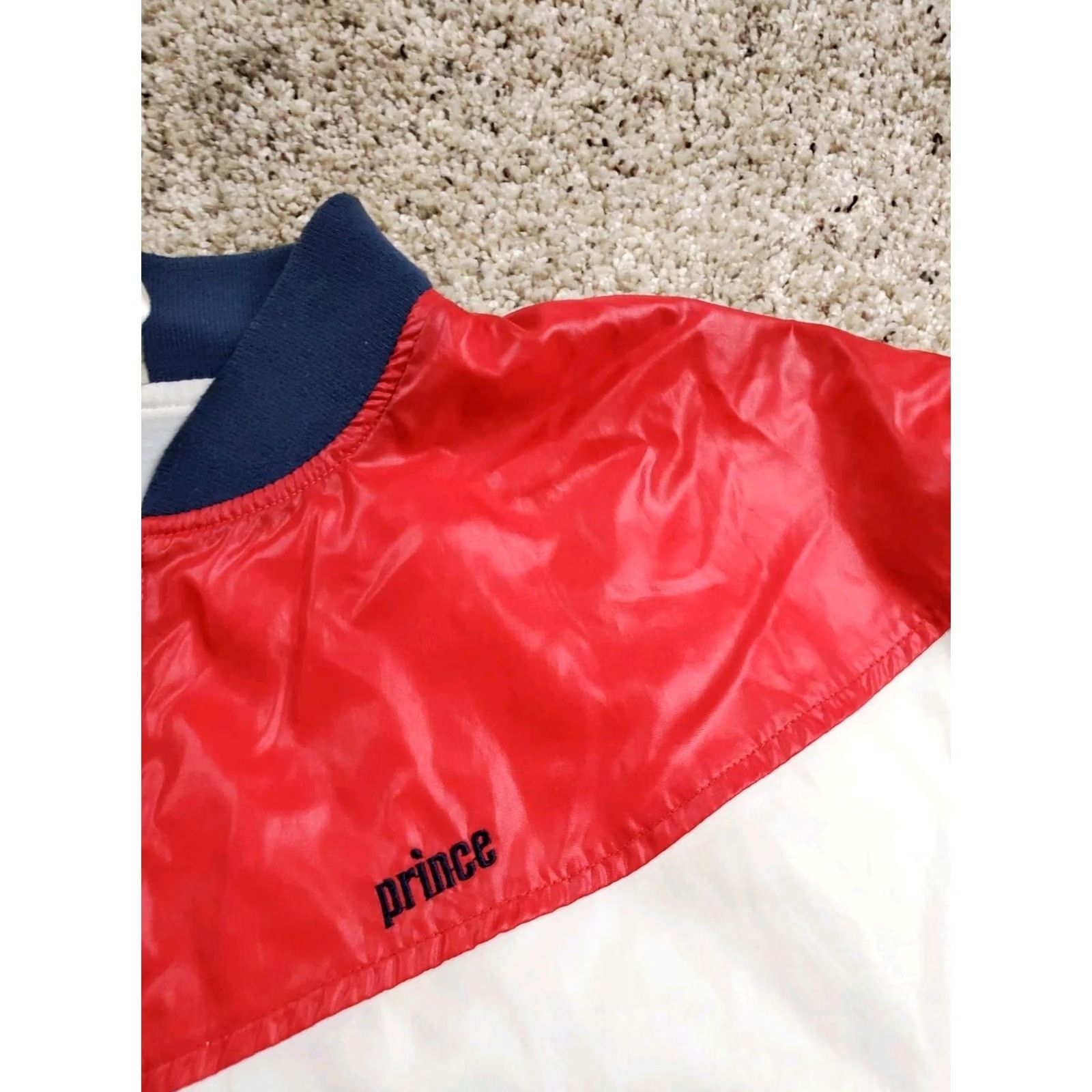 Prince VINTAGE Prince Tennis Windbreaker Jacket L Mens Blue Full Zip Nylon 90s Sports Geometric Logo Embroidered Short Coat Spring Fall Winter Size US L / EU 52-54 / 3 - 6 Thumbnail