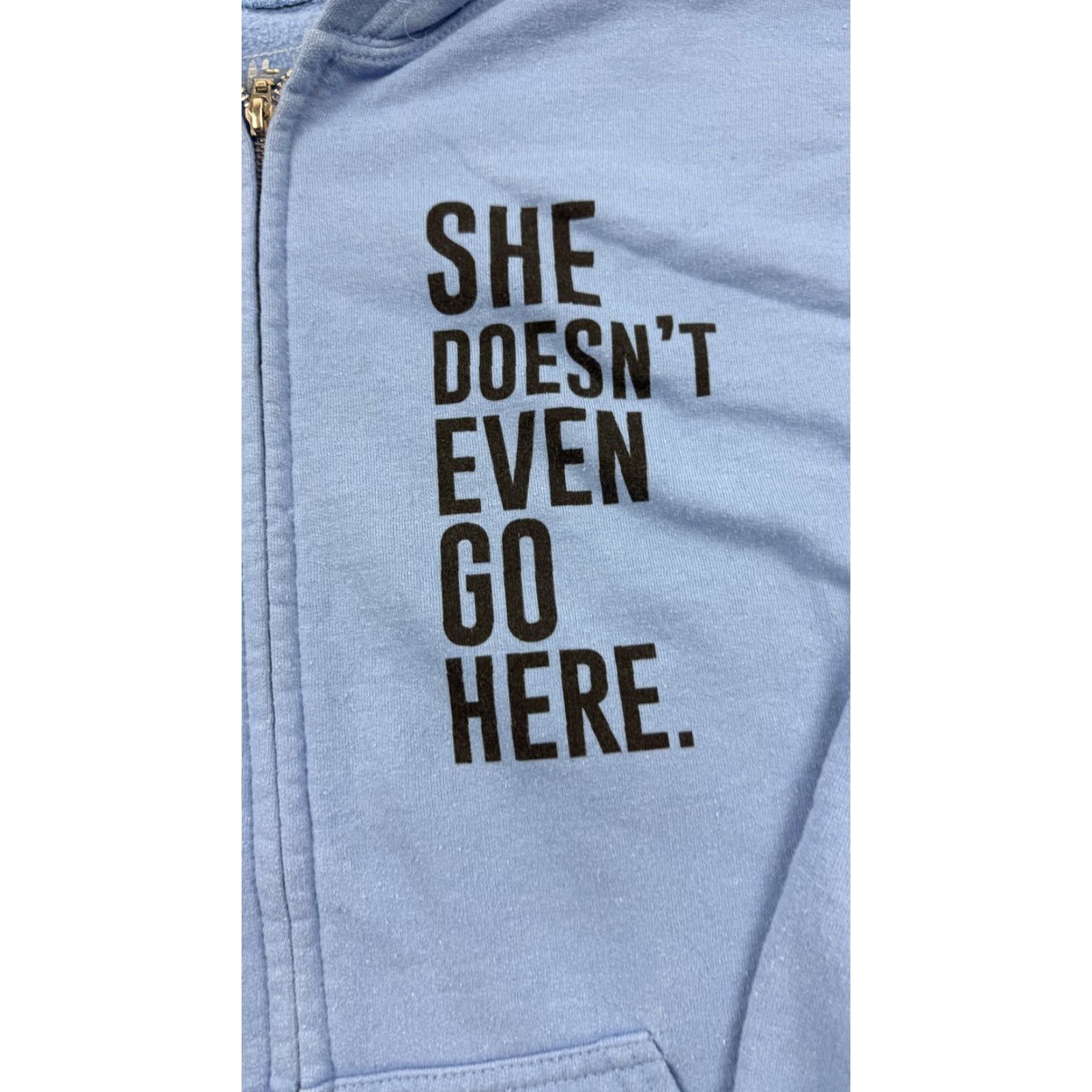 Hereu Mean Girls Hoodie Womens Medium Blue She Doesn't Even Go Here Zip Sweatshirt Movie Size M / US 6-8 / IT 42-44 - 3 Thumbnail