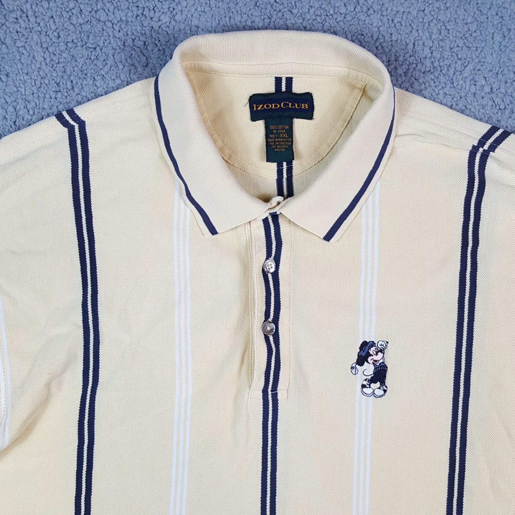 Izod VINTAGE Disney Mickey Mouse Polo Shirt Men 2XL Yellow Cotton Casual Golf 90s Size US XXL / EU 58 / 5 - 2 Thumbnail