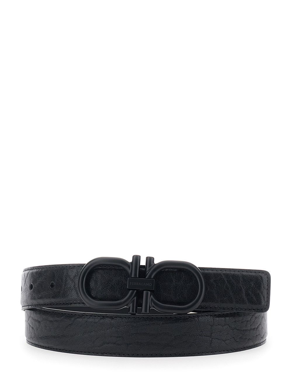 Salvatore Ferragamo Black Belt with Gancini Buckle on the Front In Leather for Men Size ONE SIZE - 1 Thumbnail