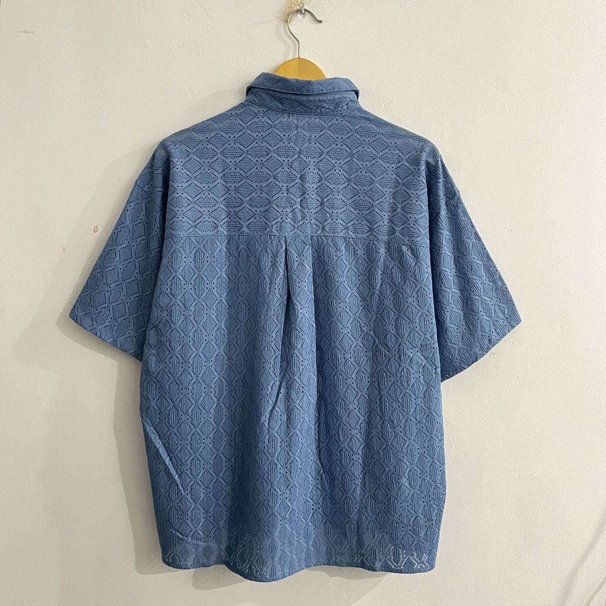 Japanese Brand Java Mesh Patterned Button Up Shirt Size US M / EU 48-50 / 2 - 7 Thumbnail