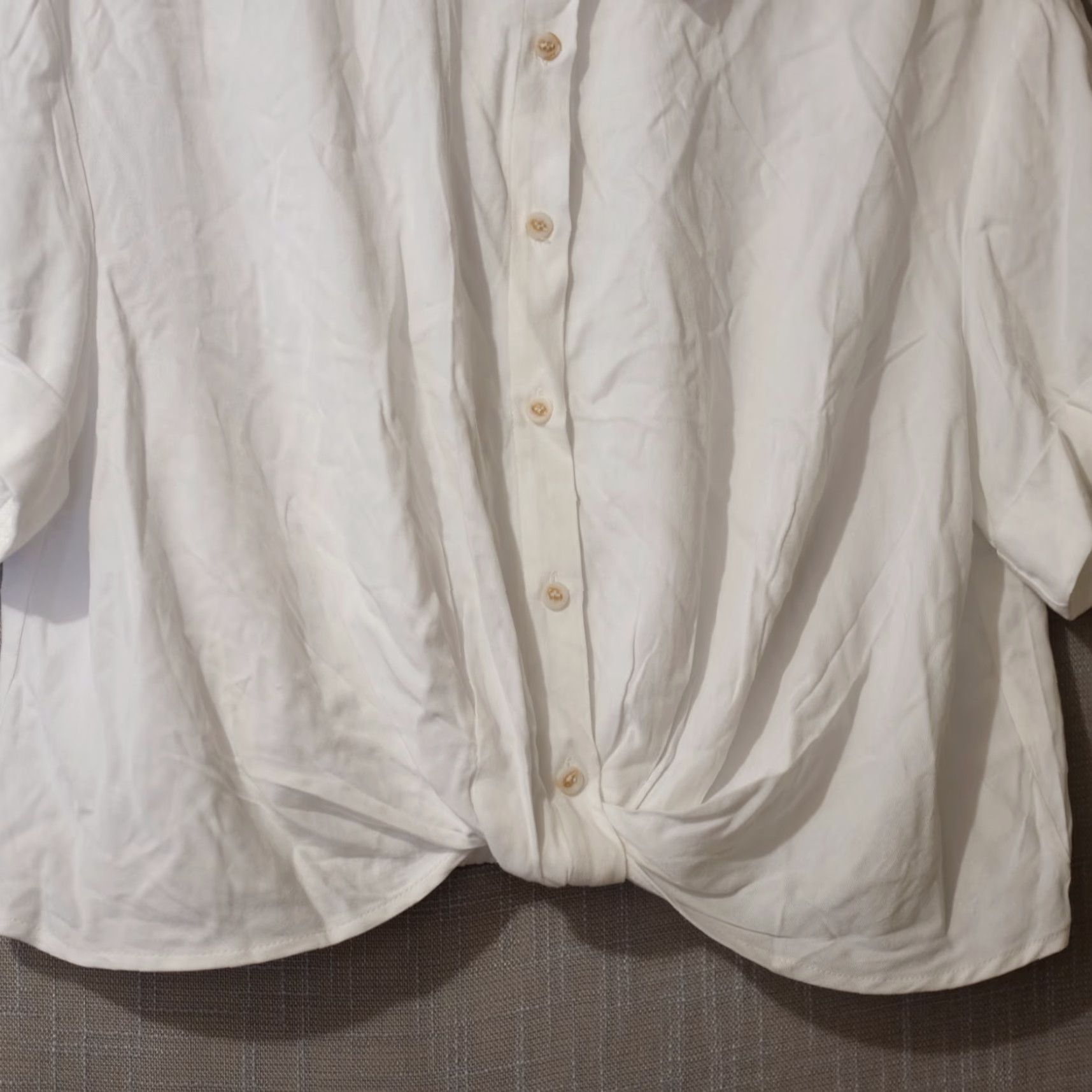 Vintage Rose & Olive White Button Blouse Collared Twist Front Women's L #H90-37 Size L / US 10 / IT 46 - 4 Thumbnail