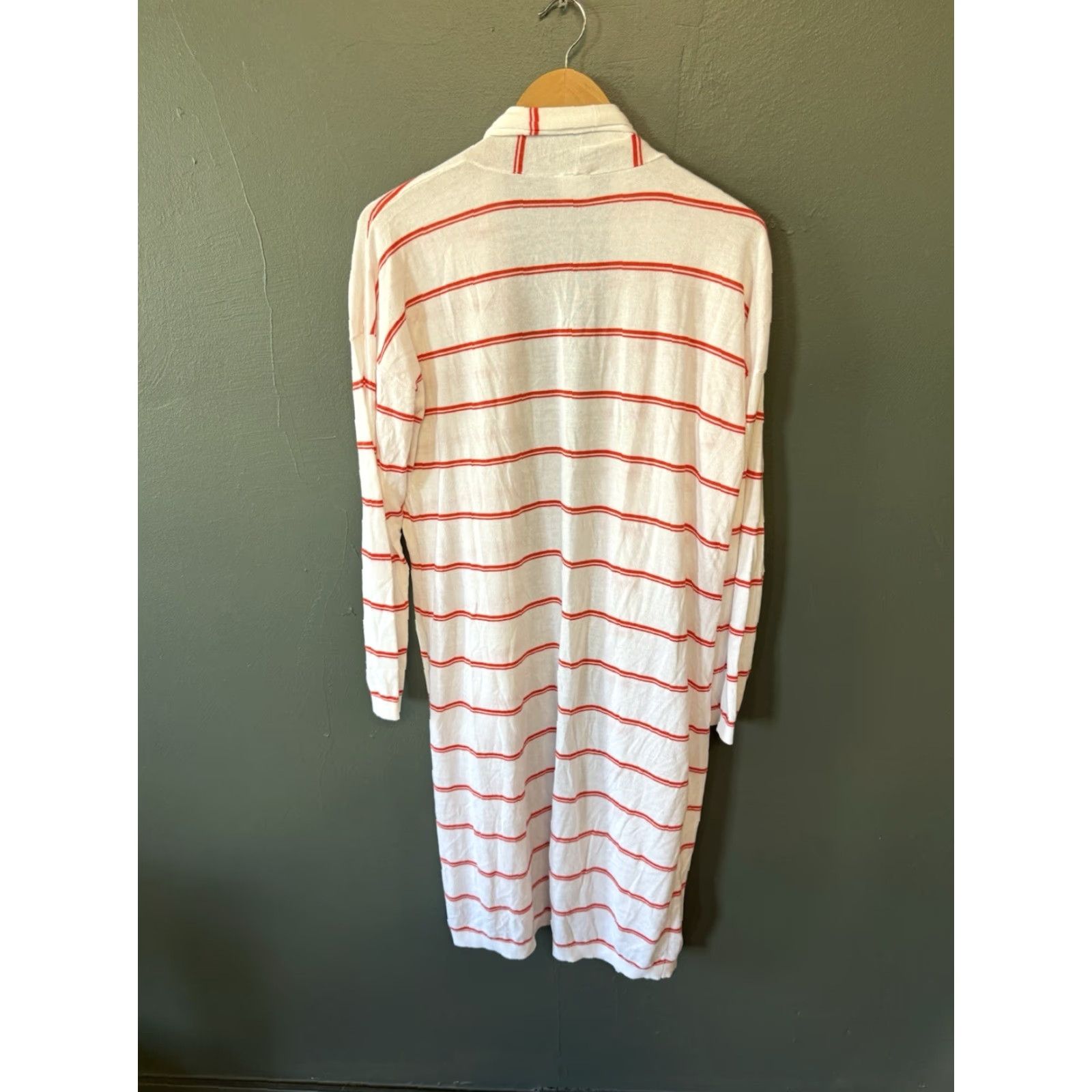 Vintage Cabi White Striped Long Sleeve Open Cardigan Sweater Size M Womens Size M / US 6-8 / IT 42-44 - 2 Thumbnail