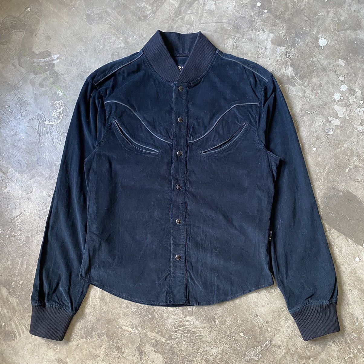 image of Jean Paul Gaultier - Western Style Corduroy Shirt Jacket in Black, Men's (Size Medium)
