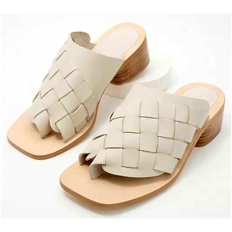 INTENTIONALLY BLANK INTENTIONALLY BLANK Kelly Woven Leather Sandals Cream Size 8 Size US 8 / IT 38 - 1 Thumbnail