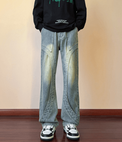 Jean American high street cool straight loose flared casual jeans Size US 32 / EU 48 - 1 Thumbnail