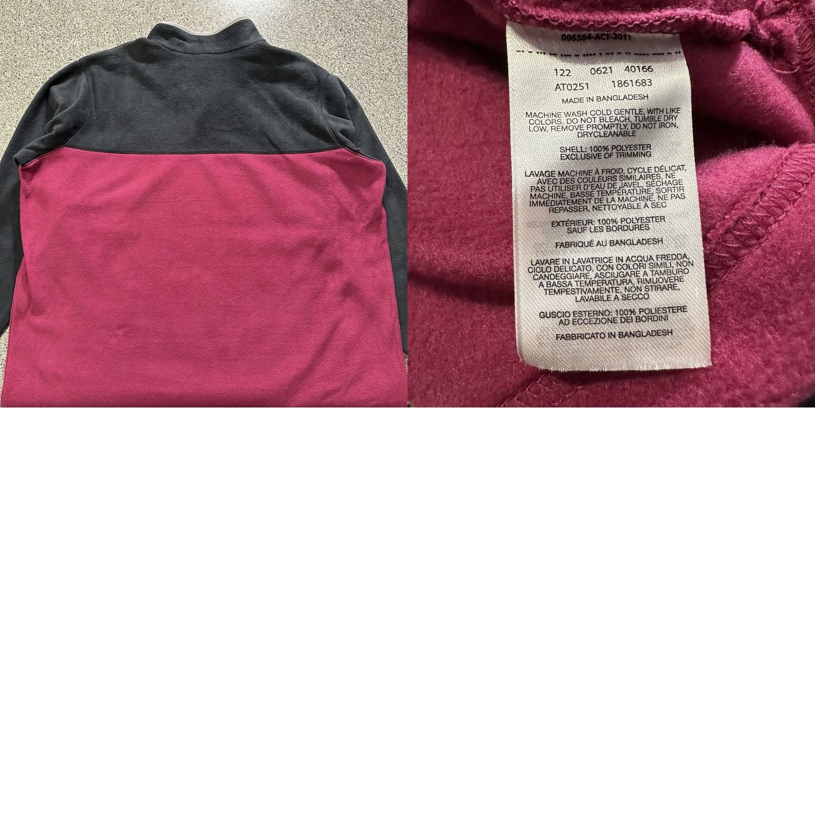 Pinko Columbia Fleece Pullover Mens 3XLT Big & Tall Snap Mock Neck Pink Black Long Sleeve Sweatshirt Size US XXL / EU 58 / 5 - 8 Thumbnail