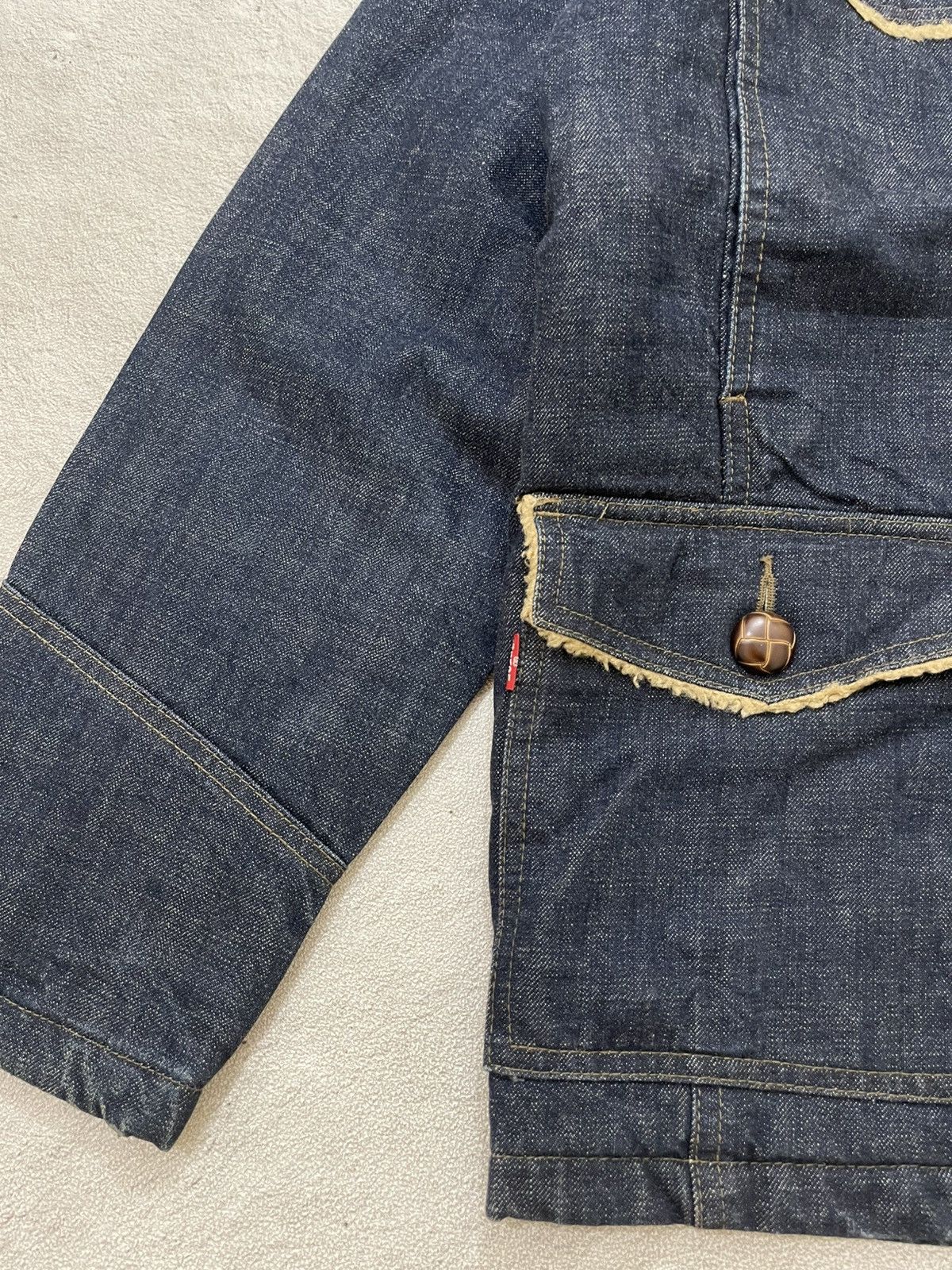 14th Addiction 2000s Levis Raw Denim Jacket Collar Heavy Weight Y2K Japan Size US XL / EU 56 / 4 - 4 Thumbnail