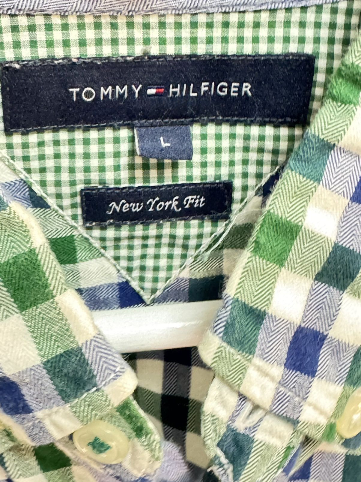 Tommy Hilfiger Tommy Hilfiger New York Fit Check Shirt Green Blue Size L Size US L / EU 52-54 / 3 - 4 Thumbnail