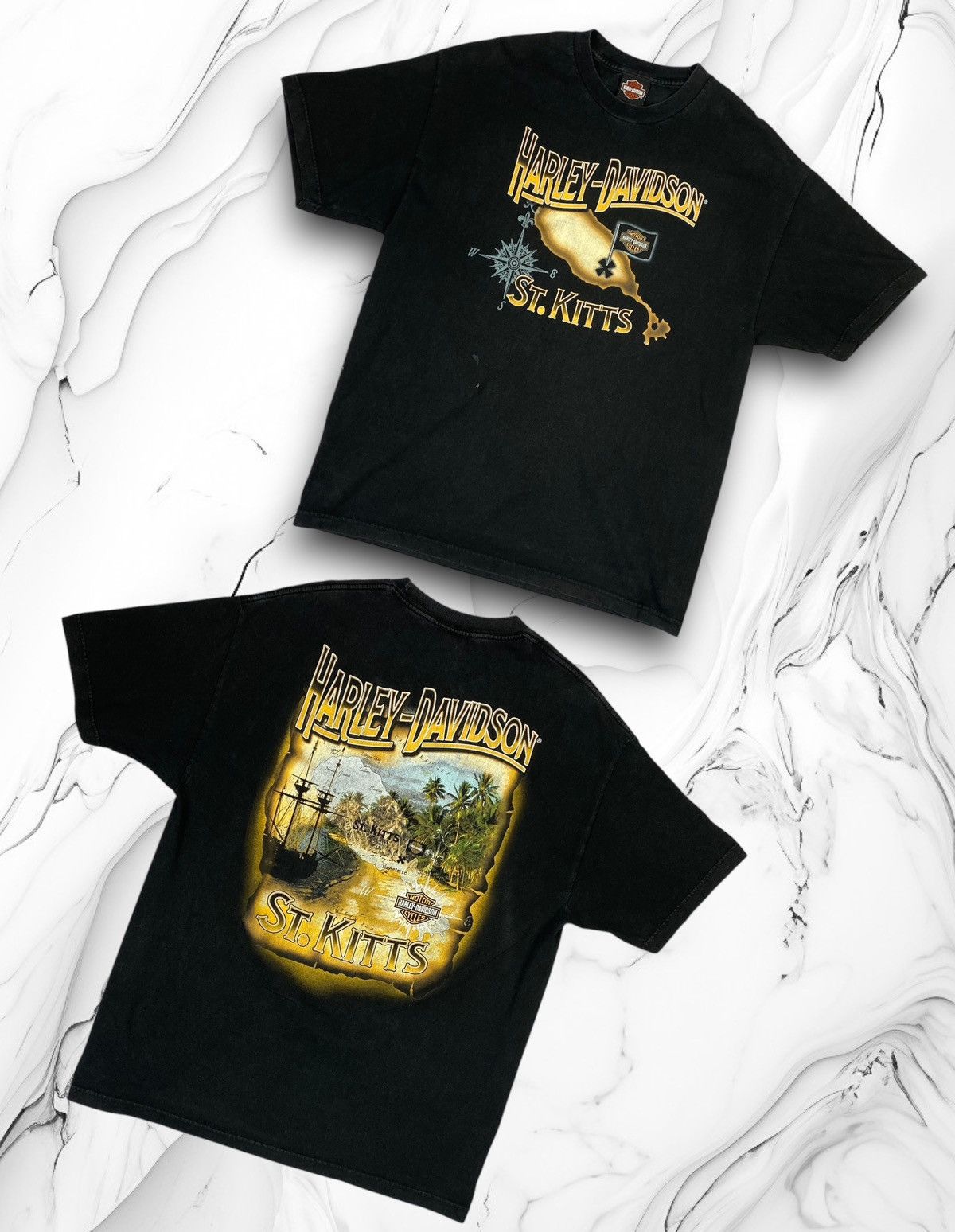 Harley Davidson × Vintage Vintage Harley Davidson Motorcycles St Kitts Graphic Tee Size US XL / EU 56 / 4 - 1 Thumbnail