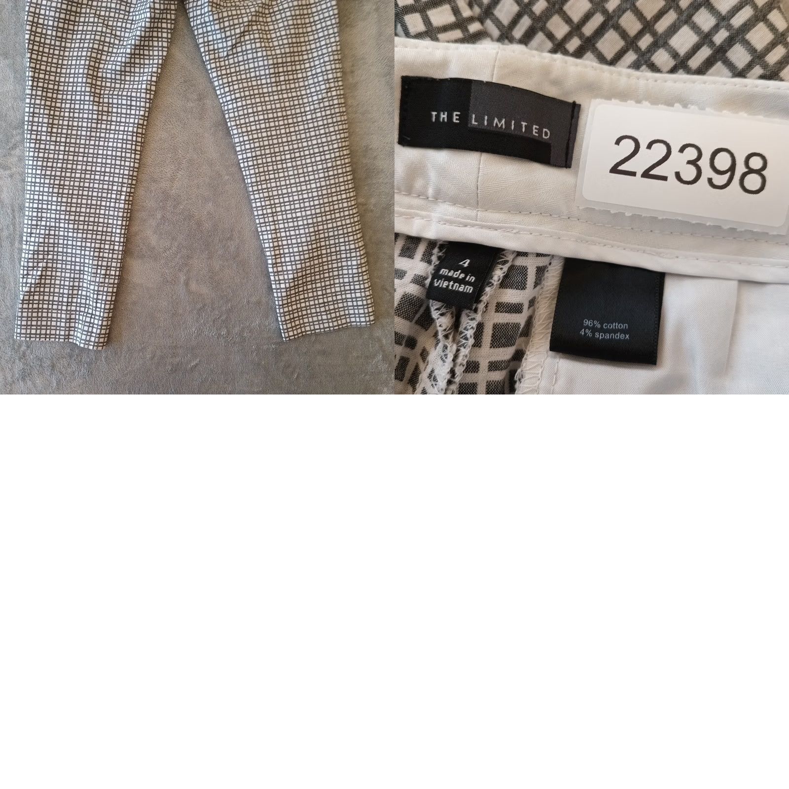Vintage The Limited Pants Womens Size 4 Gray Plaid 30x25 Low Rise Dress Pants Straight Inseam 25 Size 27" / US 4 / IT 40 - 8 Thumbnail