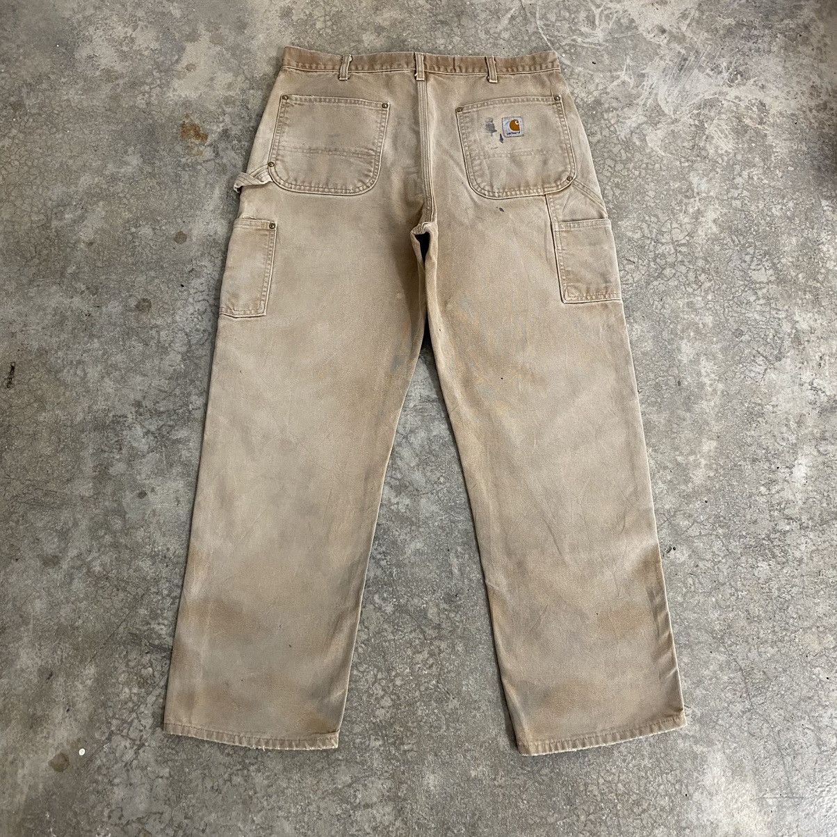 Carhartt VTG Carhartt Double Knee Faded Tan Dirty Carpenter Pants Size US 35 - 15 Thumbnail