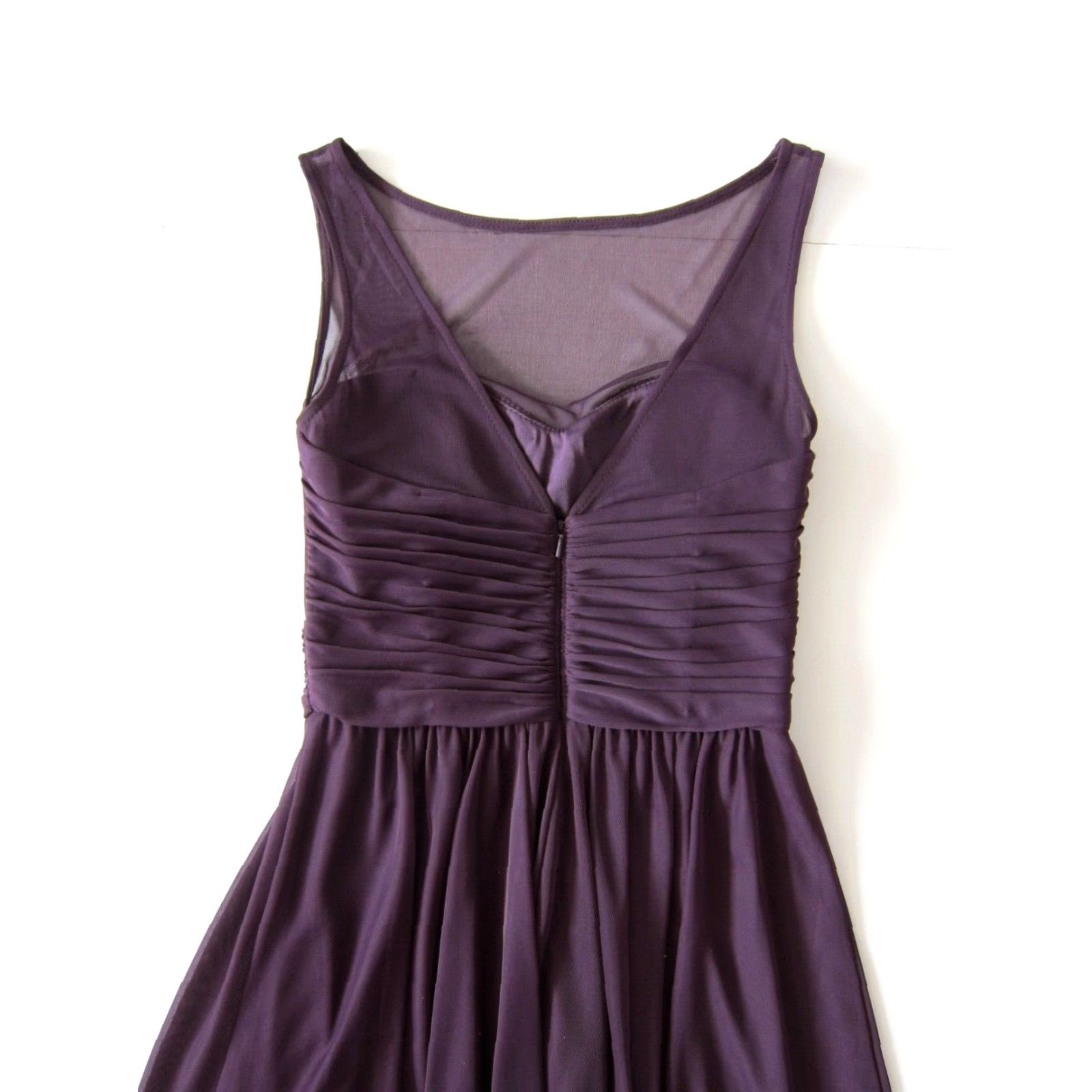Vintage VINTAGE David's Bridal Eggplant Purple Sleeveless Ruched Empire Bridal Party Dress 0 Size XS / US 0-2 / IT 36-38 - 6 Thumbnail