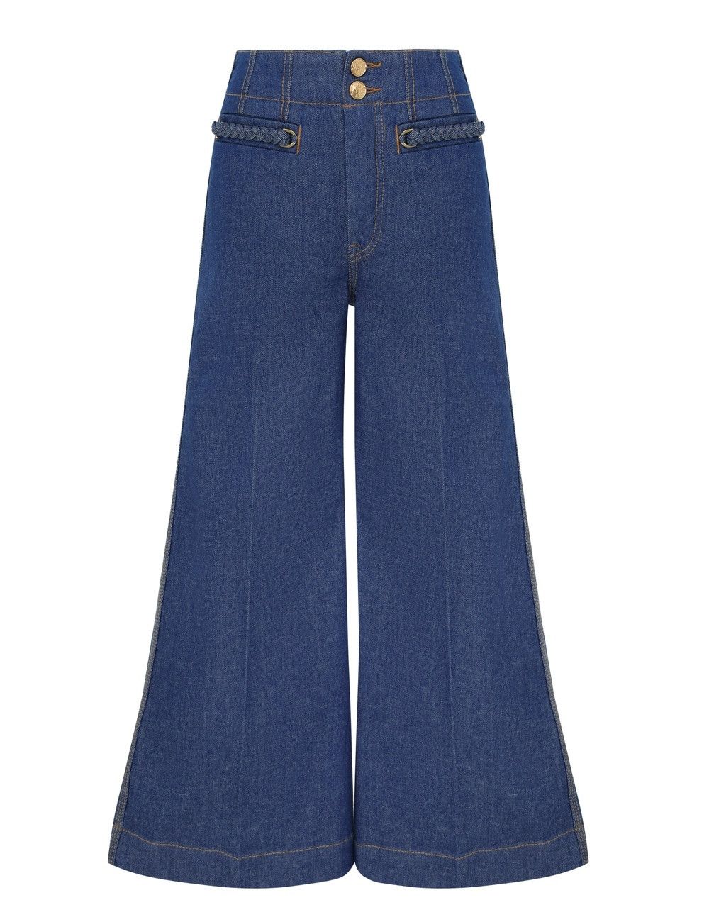 Zimmermann oc11z1025 Wylie Cropped Jeans in Blue Size 34" / US 12 / IT 48 - 1 Thumbnail