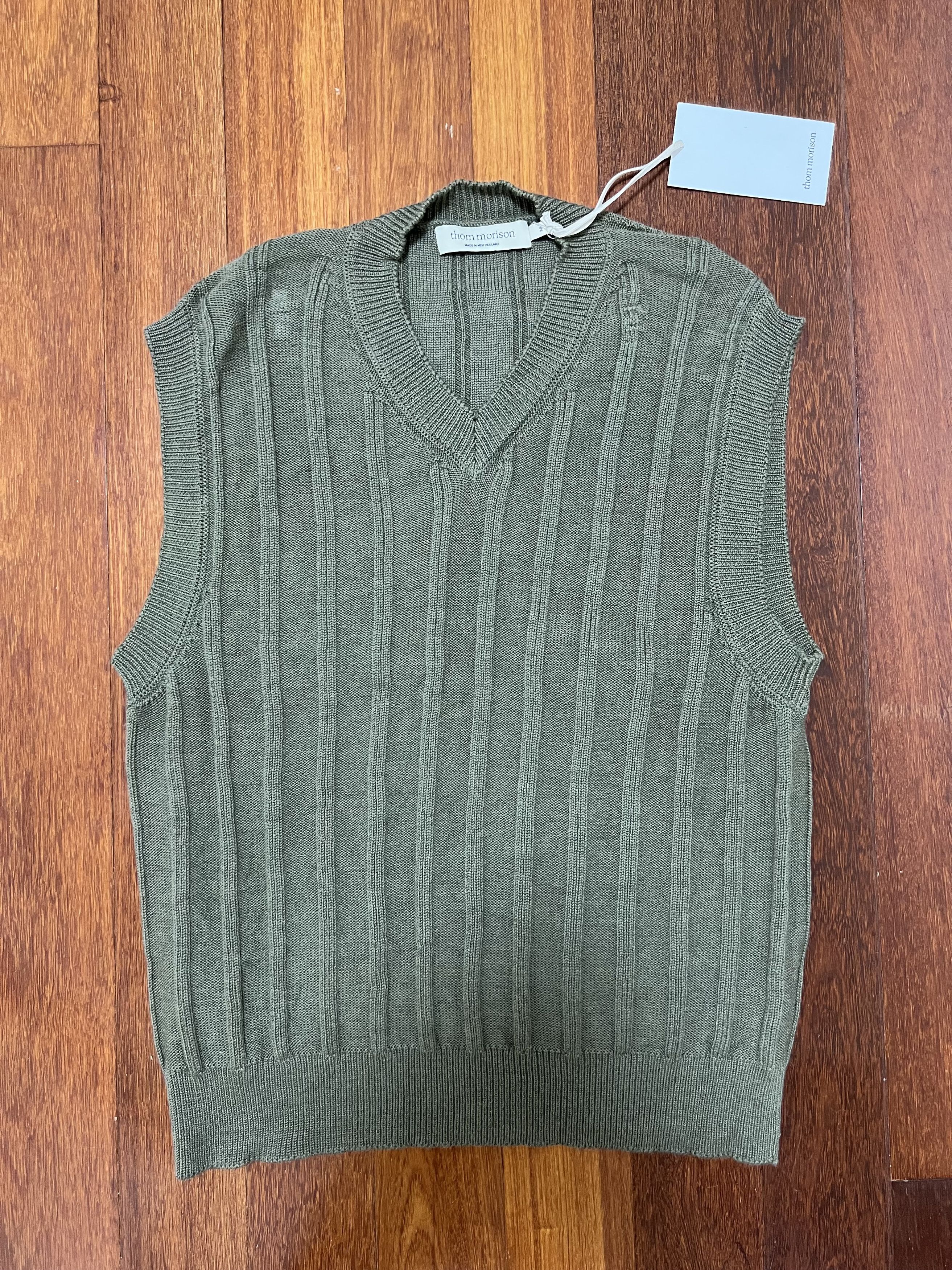 Other 💚 Thom Morison Merino Knit Vest Sage Medium NEW Size US M / EU 48-50 / 2 - 5 Thumbnail