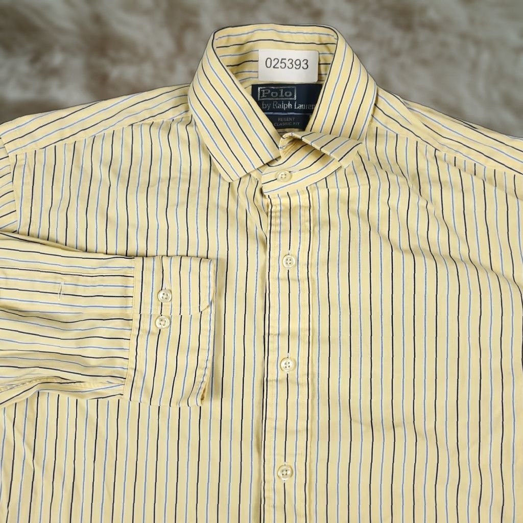 Ralph Lauren Ralph Lauren Dress Shirt Mens 16.5 Yellow Striped Long Sleeve Button Down Classic Size 42R - 1 Thumbnail