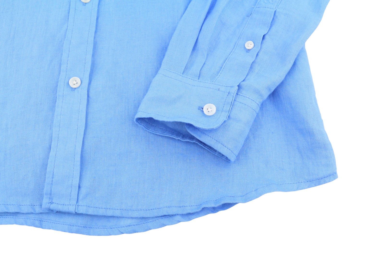 Scotch & Soda M Blue Linen Button-Down Roll-Up Shirt 88519 Size US M / EU 48-50 / 2 - 5 Thumbnail