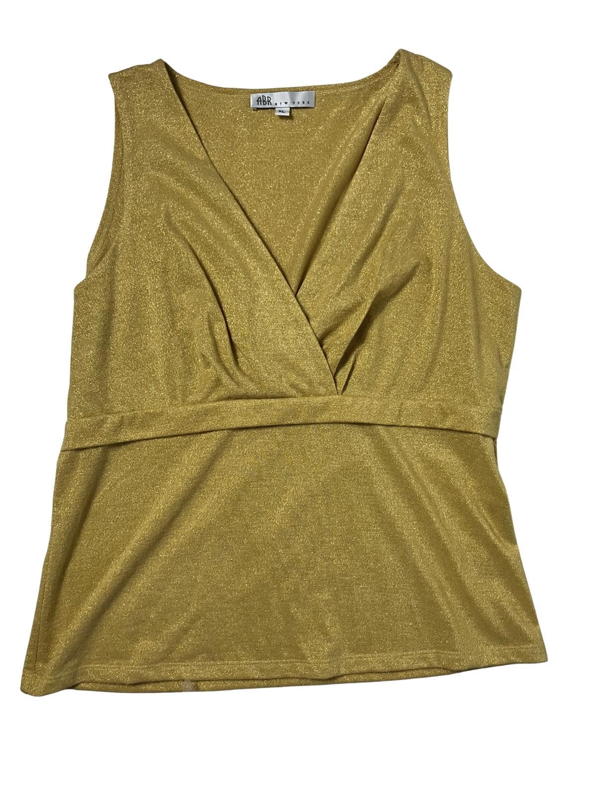 Other ABR New York Gold Metallic V Neck Top XL Stretch Size XL / US 12-14 / IT 48-50 - 2 Thumbnail