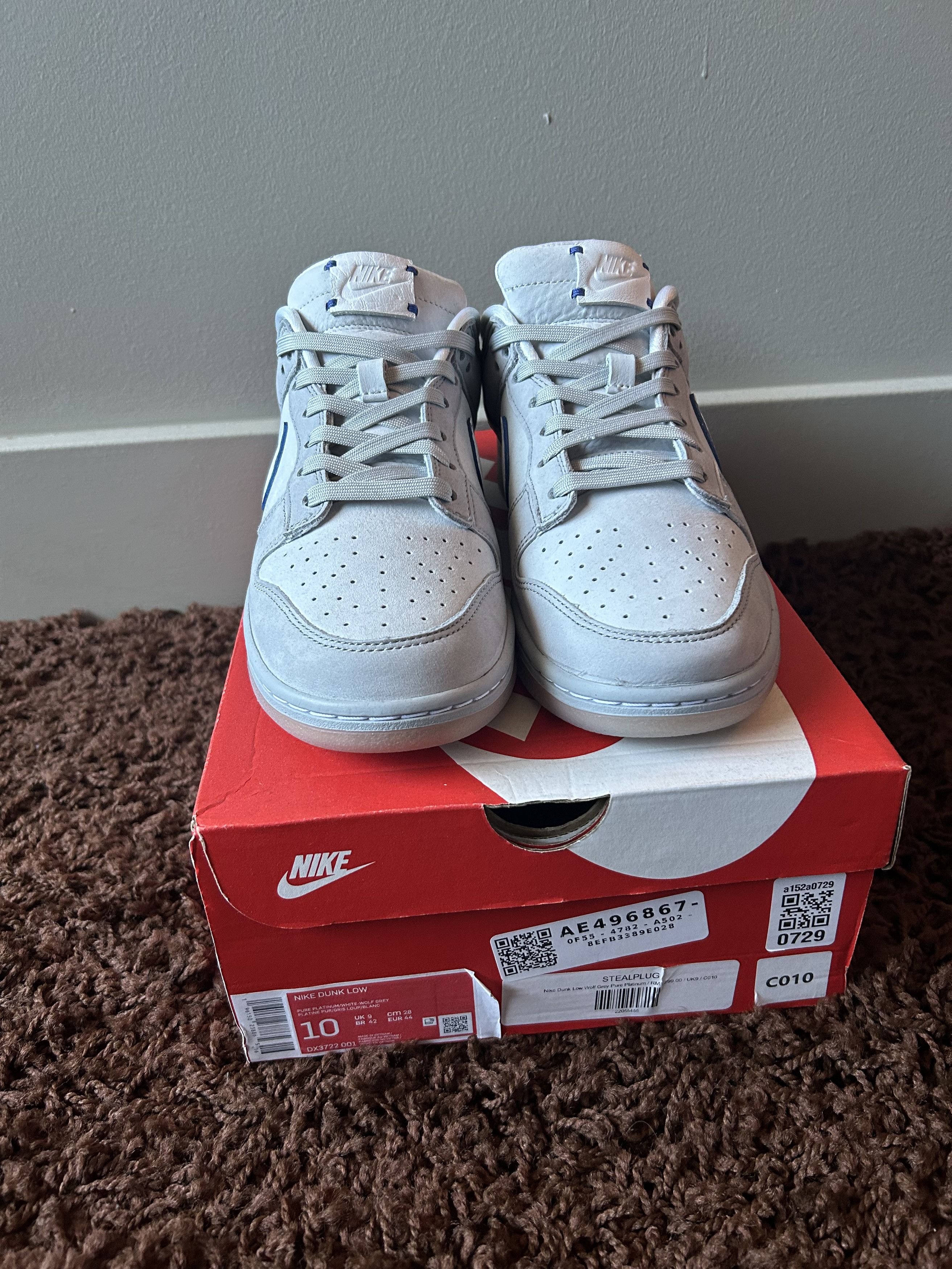 Nike DUNK LOW PURE PLATINUM/WHITE-WOLF GREY Size US 10 / EU 43 - 3 Thumbnail