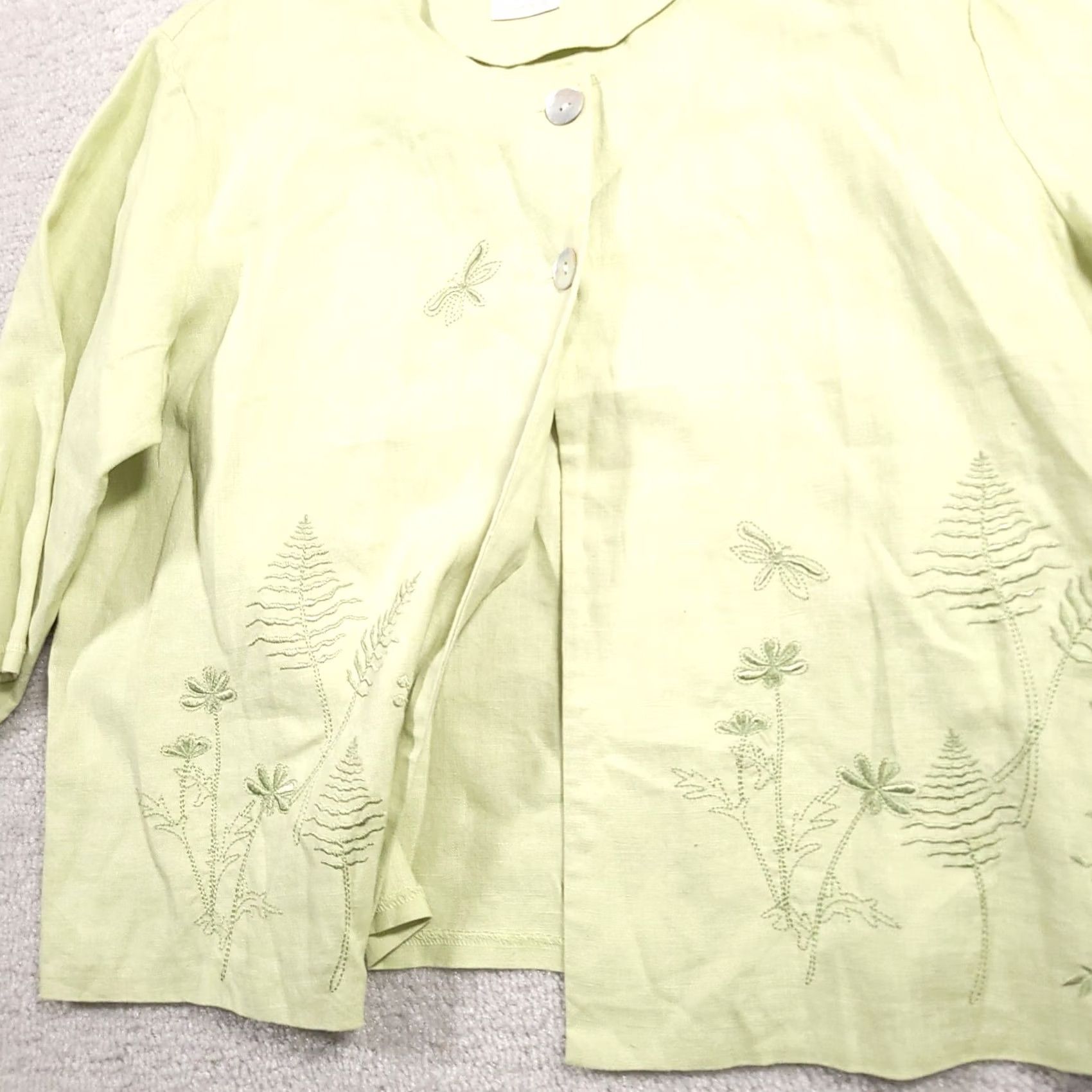 Vintage Vtg Portraits By Southern Isles Linen Button Up Shirt Womens 14 Embroidered Open Size XL / US 12-14 / IT 48-50 - 6 Thumbnail