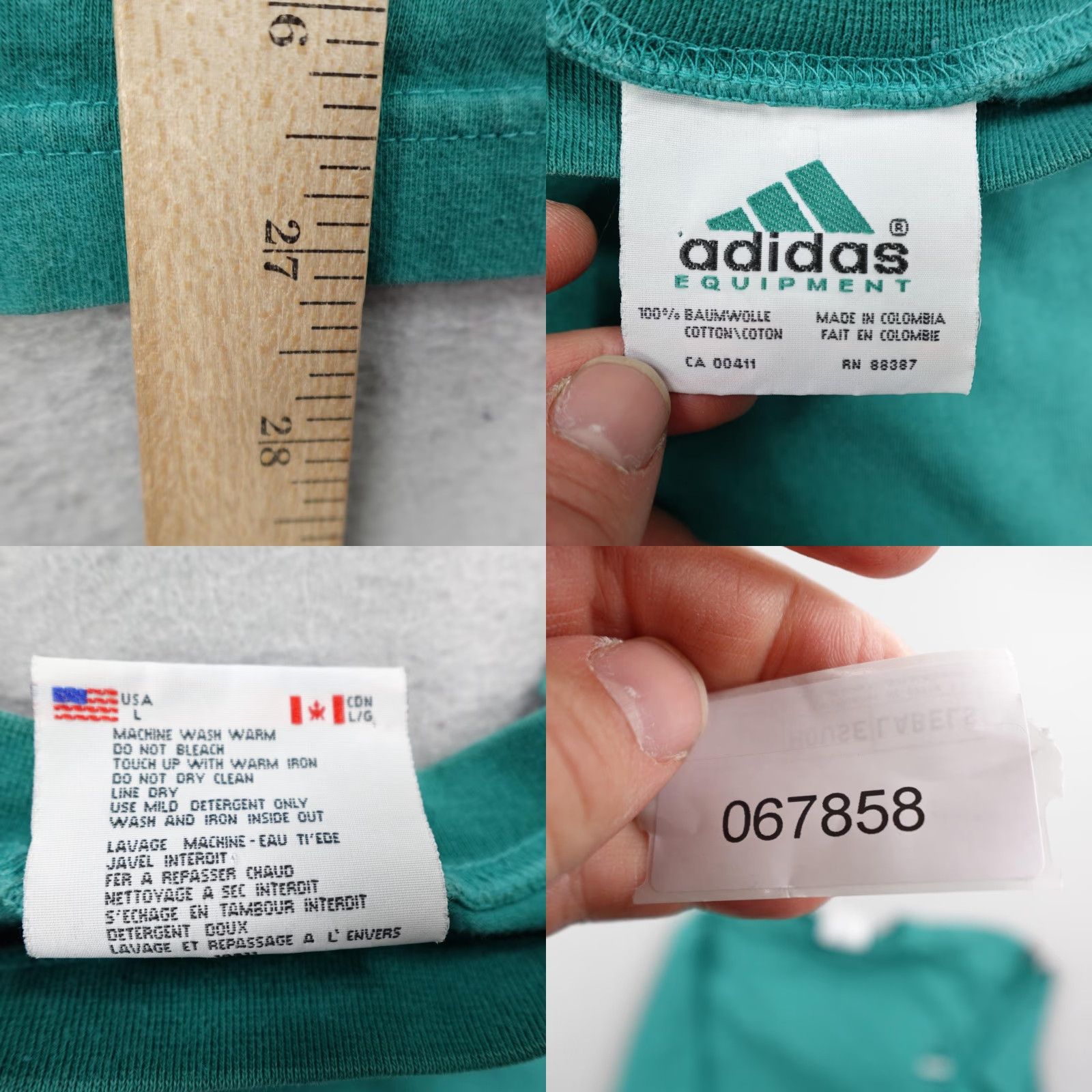 Adidas VINTAGE adidas Equipment Shirt Mens Large Green Black 90s Y2K Soccer Athletic Logo Crew Neck Short Sleeve Cotton Knit Size US L / EU 52-54 / 3 - 8 Thumbnail
