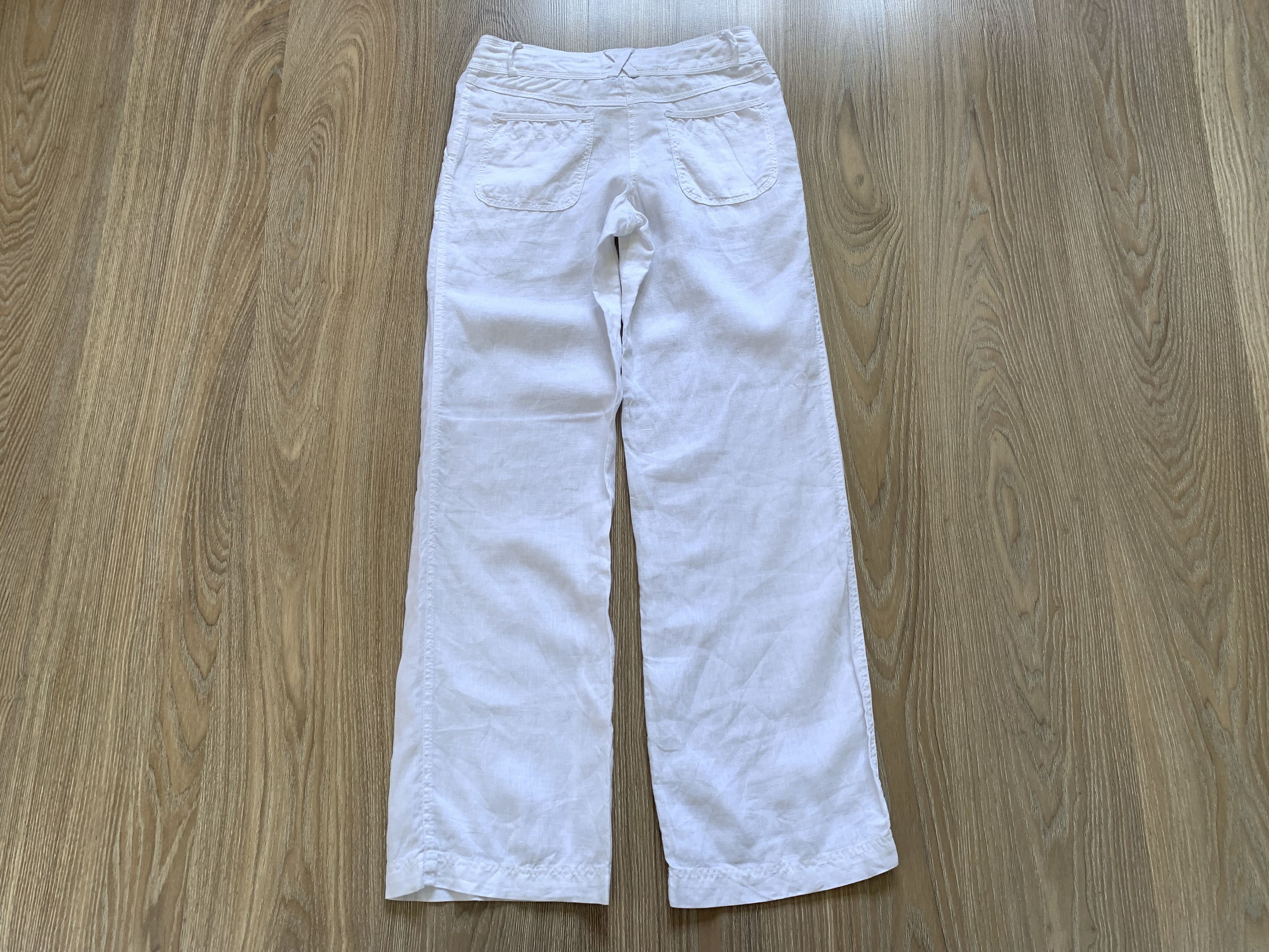 Designer Atmosphere Womens White Linen Pants Bell Bottom Size 28" / US 6 / IT 42 - 3 Thumbnail