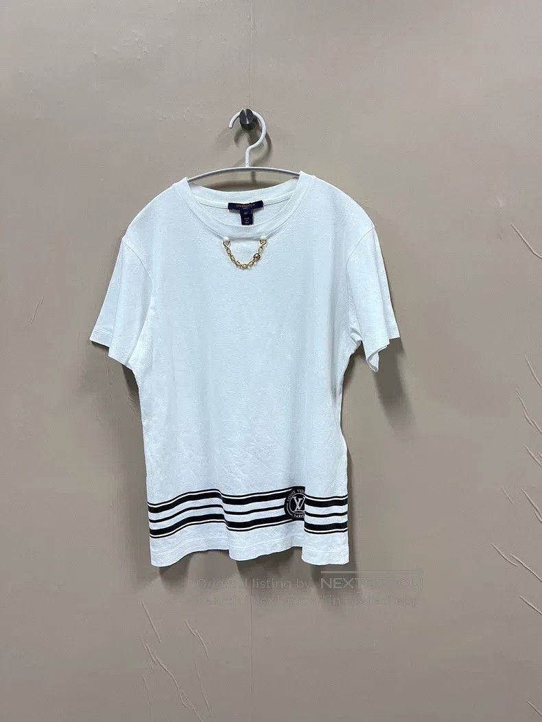 Louis Vuitton Louis Vuitton White chain-striped logo short sleeve Size US XS / EU 42 / 0 - 1 Thumbnail