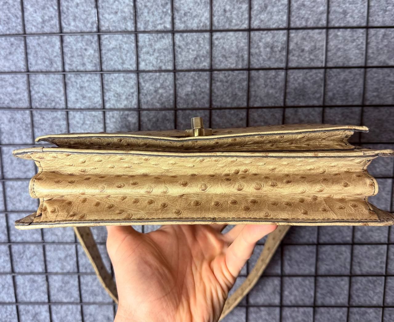 Leather Classic Beige 1990 OSTRICH Skin Handbag Coin Purse Size ONE SIZE - 15 Thumbnail