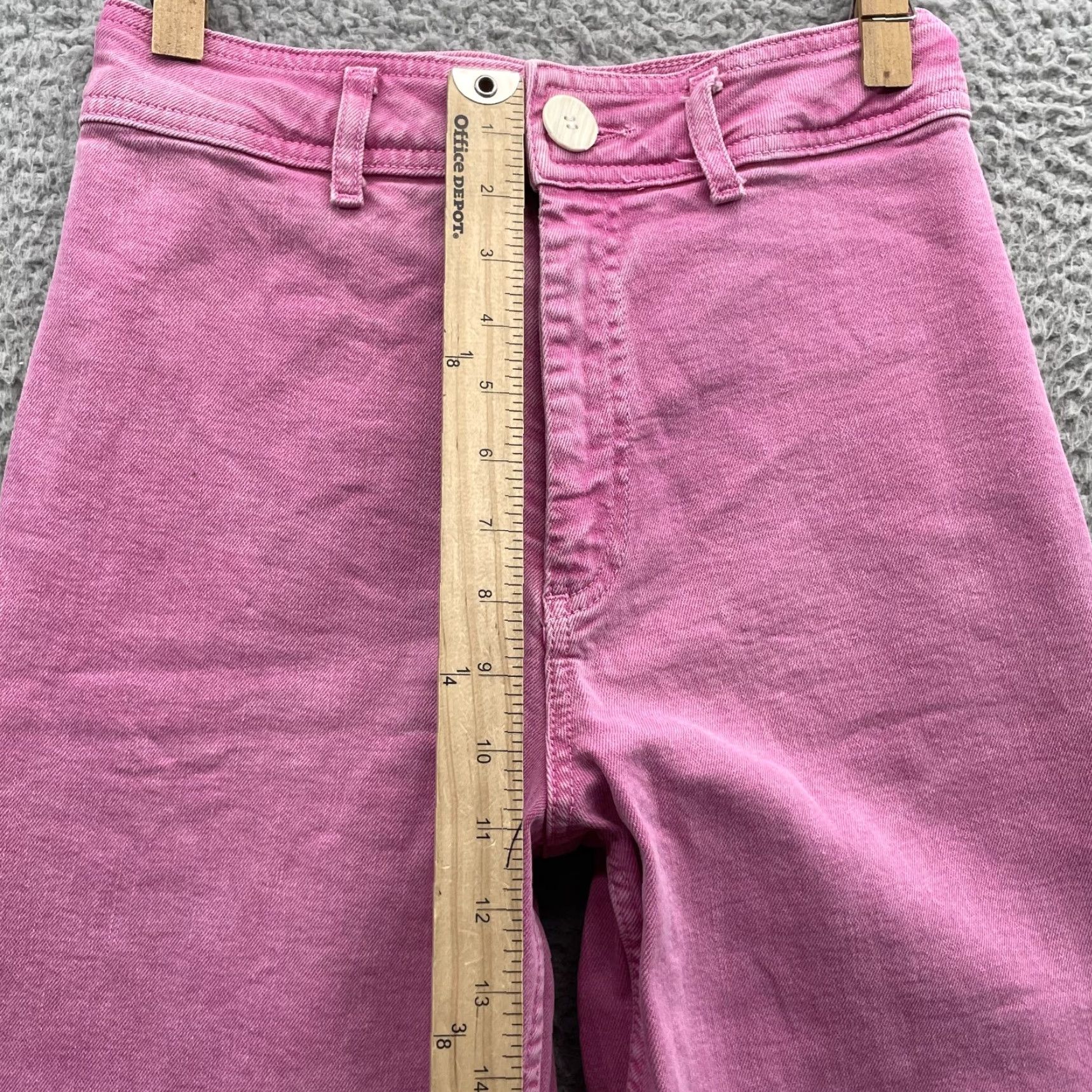 Zara Zar Wide Leg Jeans Womens 4 Pink Y2K Boho Chic Academia Classic Preppy 70's Work Shirt Jeans Pink 90s Bohemian Vintage? Size 27" / US 4 / IT 40 - 6 Thumbnail
