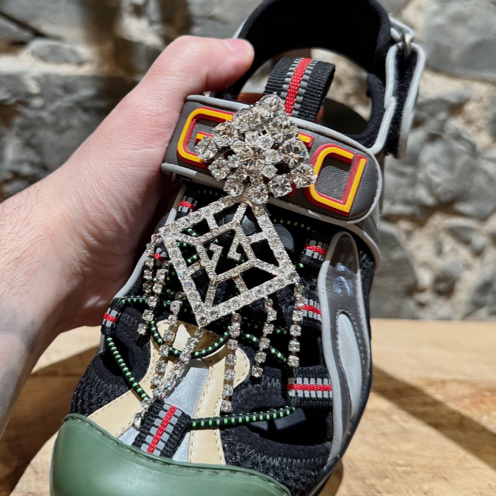 Gucci Gucci Black Tinsel Mesh Crystal Charm Sport Sandals Size US 6 / IT 36 - 4 Thumbnail