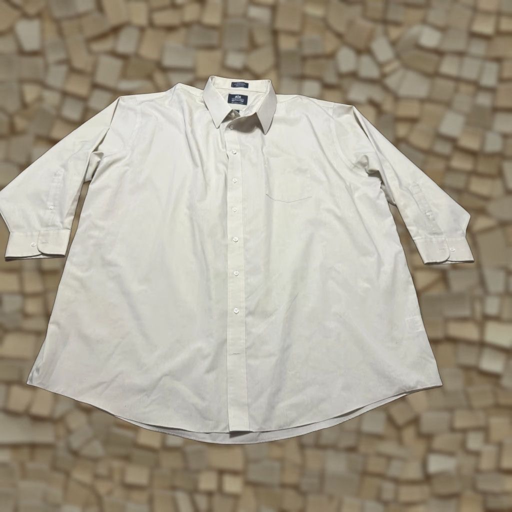 Stafford Stafford Shirt Mens Size 20 34-35 Cream Long Sleeve Button Up Wrinkle Free Ivory Cotton Size US XXL / EU 58 / 5 - 1 Thumbnail