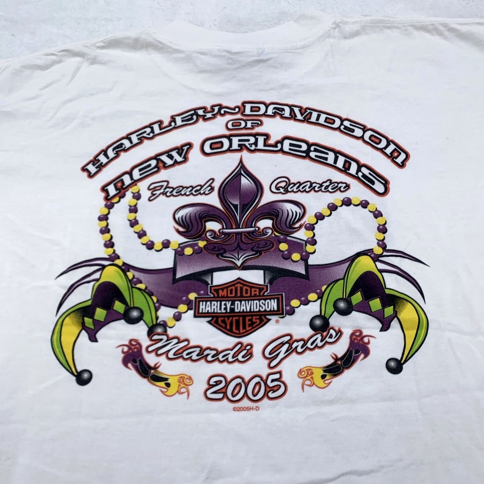Harley Davidson VINTAGE Harley-Davidson Shirt Mens XL White New Orleans Mardi Gras 2005 USA Size US XL / EU 56 / 4 - 3 Thumbnail