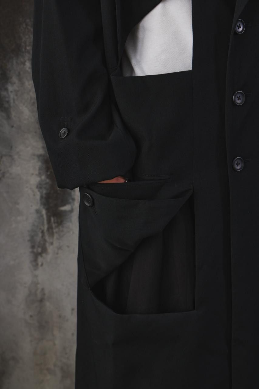 Yohji Yamamoto Yohji Yamamoto Wool Gabardine Diagonal Button Long Jacket Size US L / EU 52-54 / 3 - 7 Thumbnail