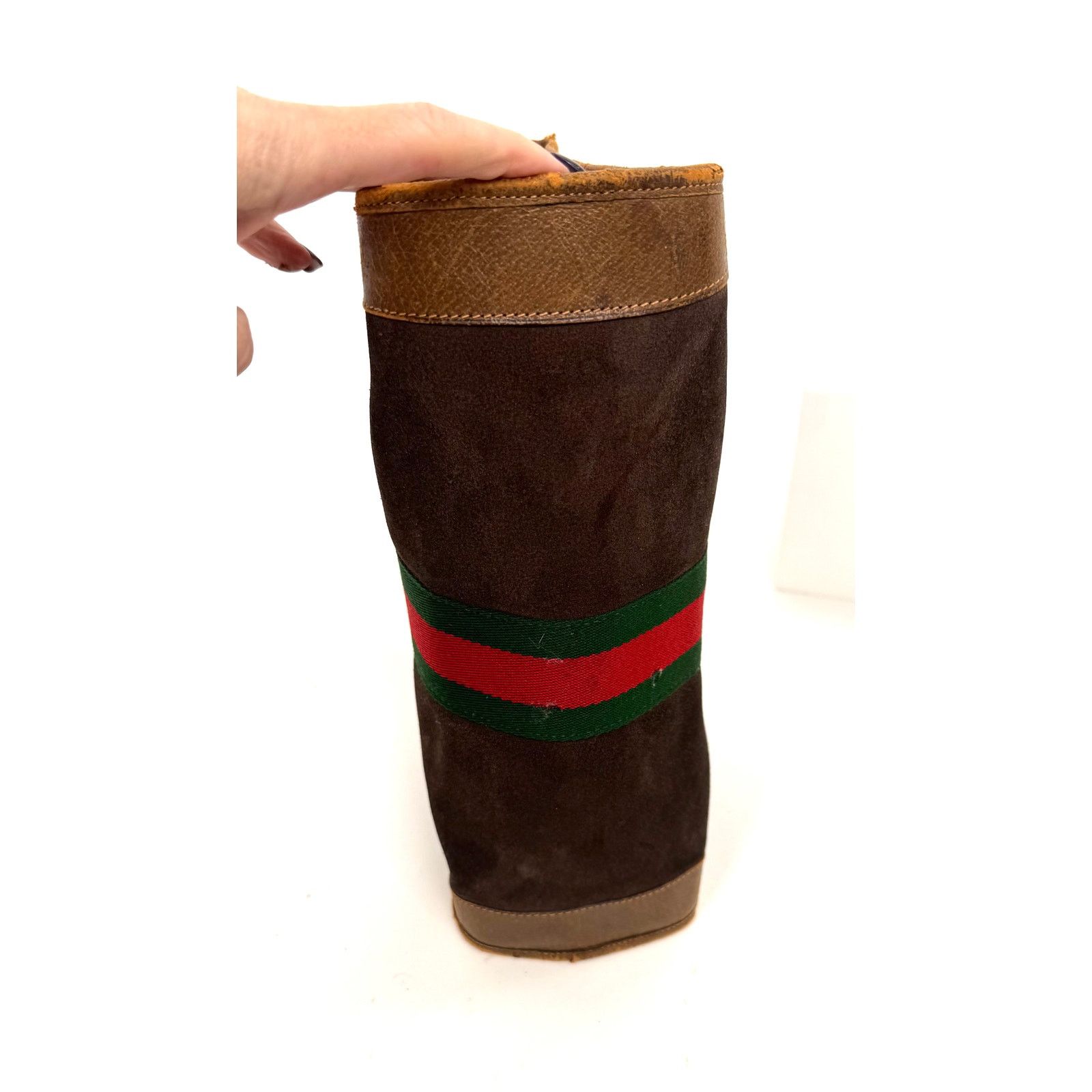 Gucci Gucci Vintage Brown Suede Web Top Handle Bag With D Rings Size ONE SIZE - 8 Thumbnail