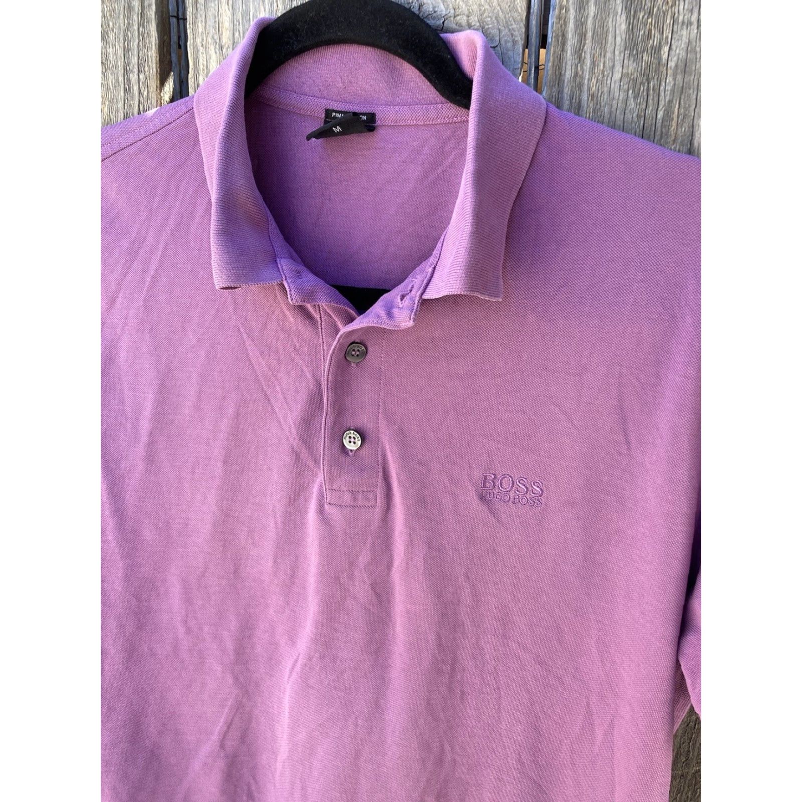 Hugo Boss HUGO BOSS Purple Solid Logo SS Polo M Classic City Pima Cotton Golf Design Shirt Mens Medium Purple Logo Polo 80s 90s City USA Size US M / EU 48-50 / 2 - 5 Thumbnail