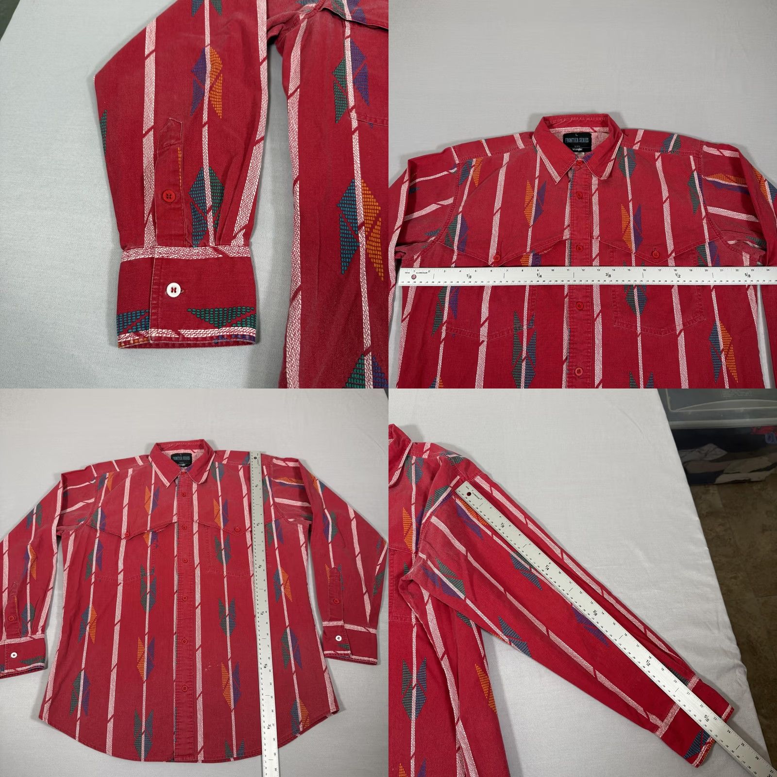 Wrangler VINTAGE Wrangler Shirt Men Large Red Aztec Western Button Up Cowboy Frontier 90s Size US L / EU 52-54 / 3 - 8 Thumbnail
