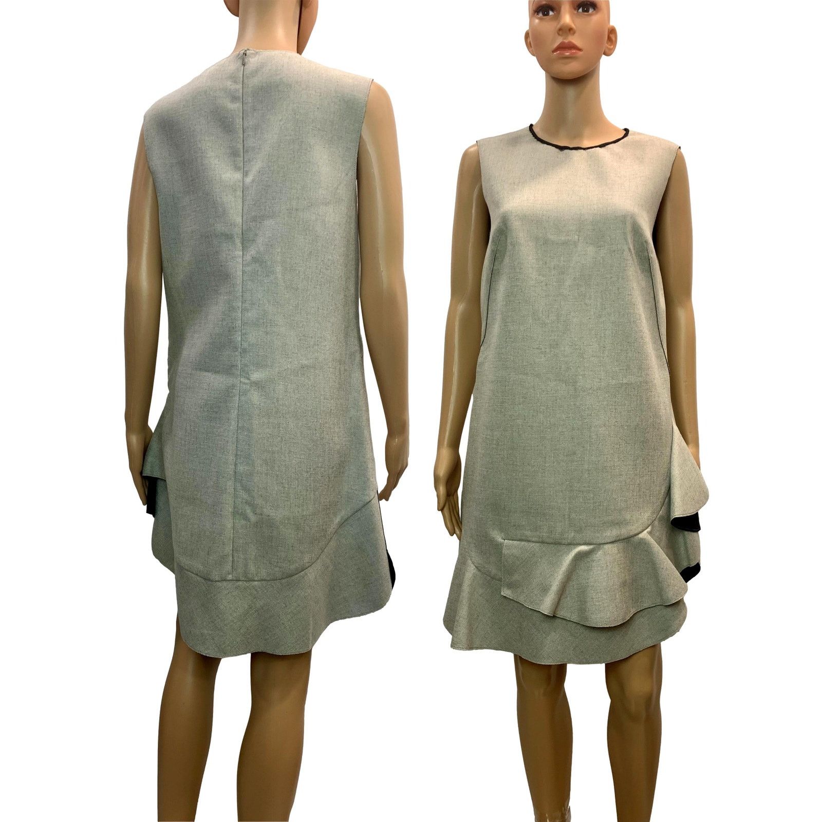 3.1 Phillip Lim 3.1 Phillip Lim Neutral Sleeveless Shift Dress w Flounce Hem Size M / US 6-8 / IT 42-44 - 10 Thumbnail