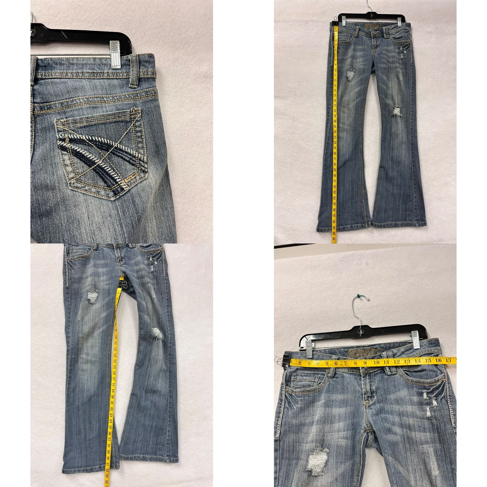 Vintage Bongo Womens Jeans Bootcut Distressed Low Rise Blue 9 Regular Denim Womens Size 30" / US 8 / IT 44 - 8 Thumbnail