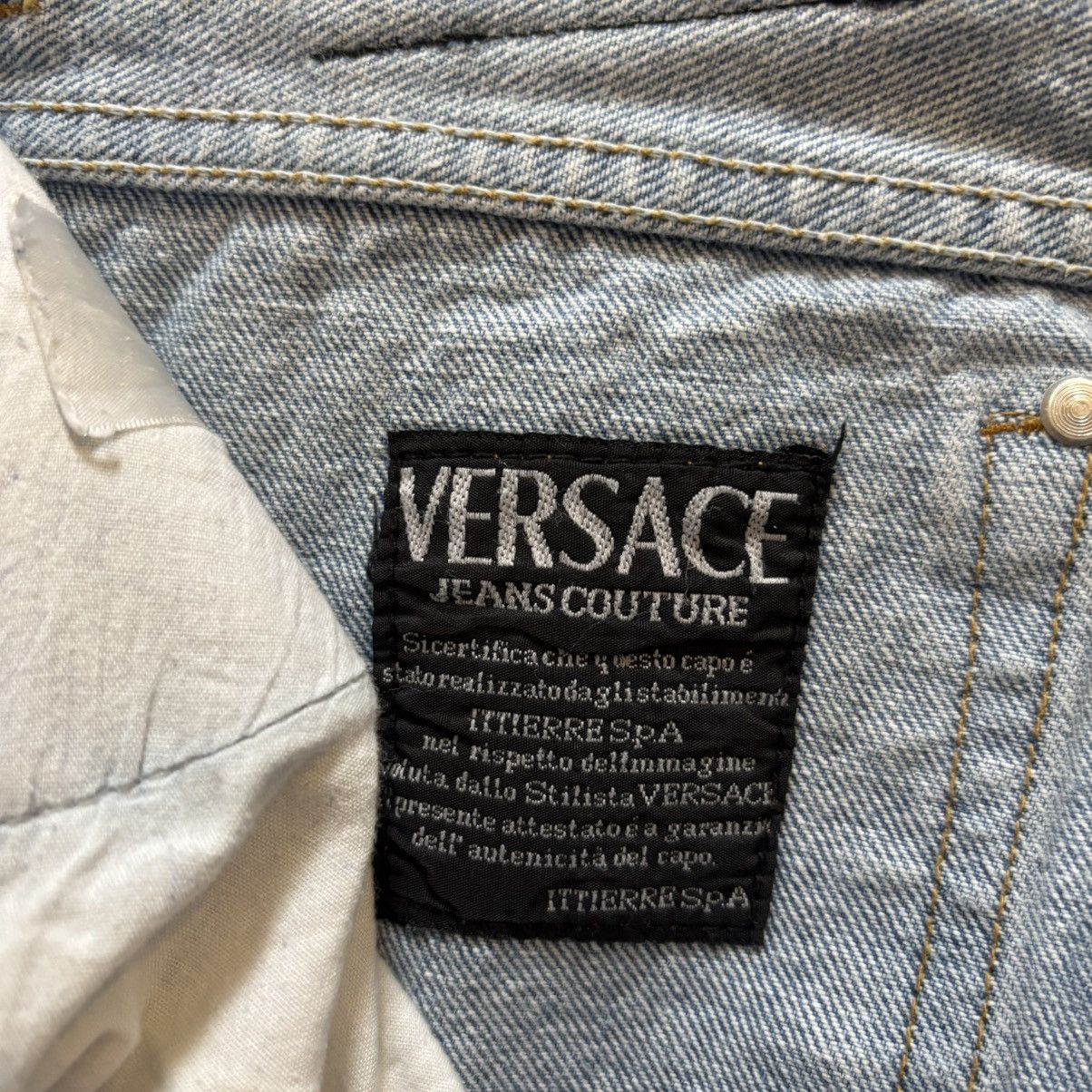 Versace × Vintage $250 Vintage 90s Versace Studded Denim Shorts Size 28" / US 6 / IT 42 - 9 Thumbnail