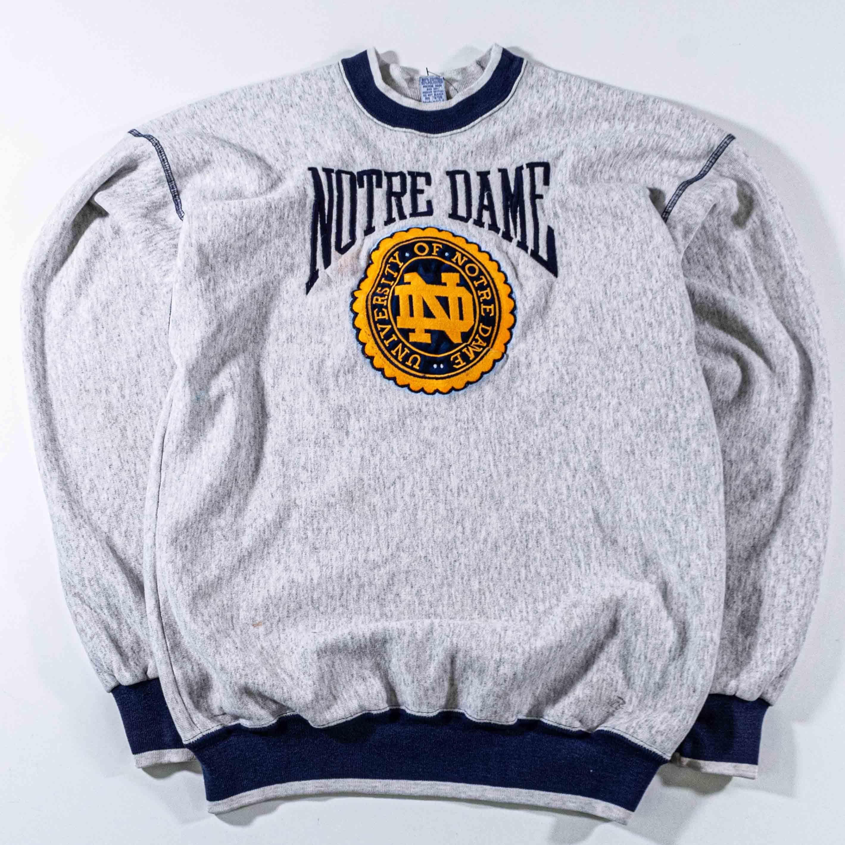 Vintage VTG 90s Notre Dame Sweatshirt The Game Ringer Distressed Size US L / EU 52-54 / 3 - 1 Thumbnail