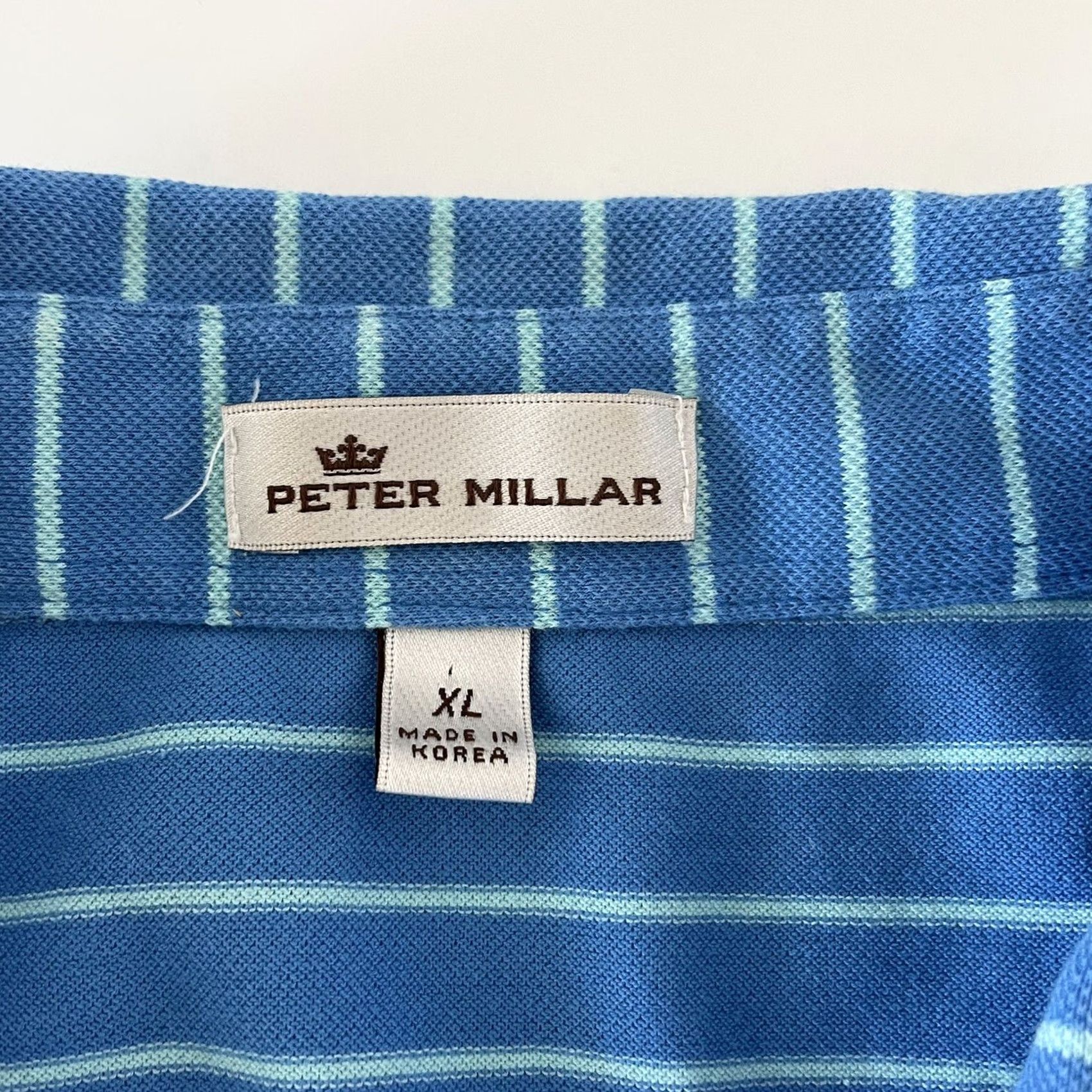 Peter Millar Peter Millar Sanctuary Golf Striped Short Sleeve Polo Shirt Men XL Blue Size US XL / EU 56 / 4 - 2 Thumbnail