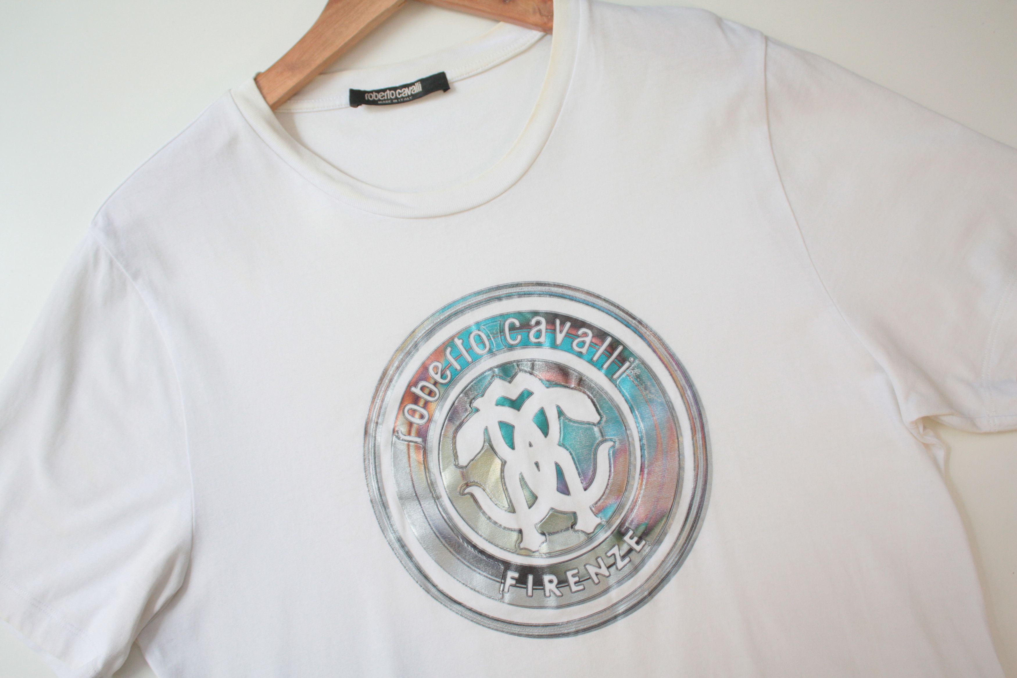 Roberto Cavalli Roberto Cavalli White T-Shirt Men's Large Slim Fit Size US L / EU 52-54 / 3 - 5 Thumbnail