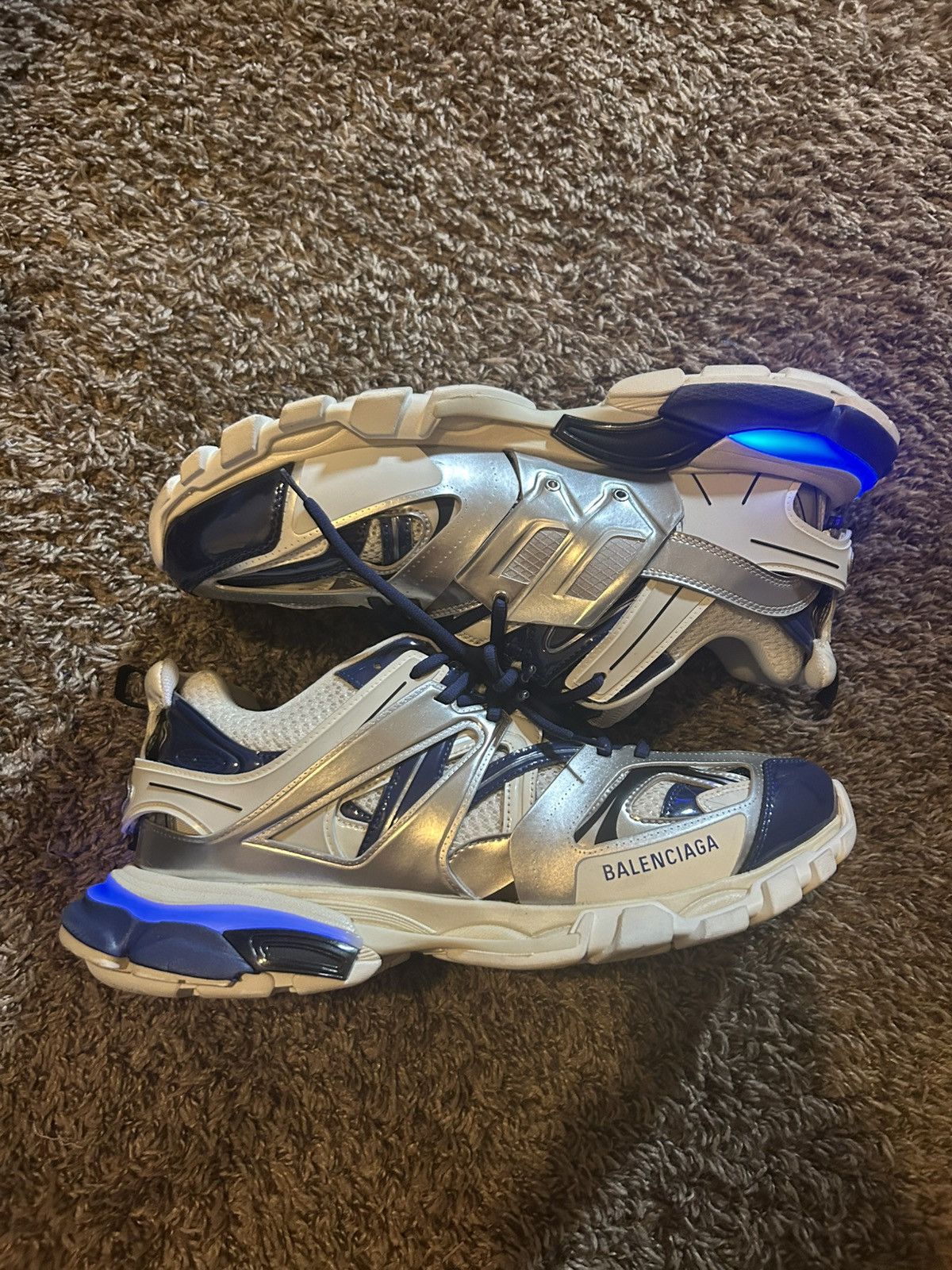 Balenciaga LED Balenciaga Shoes Silver/Blue Size US 12 / EU 45 - 2 Thumbnail