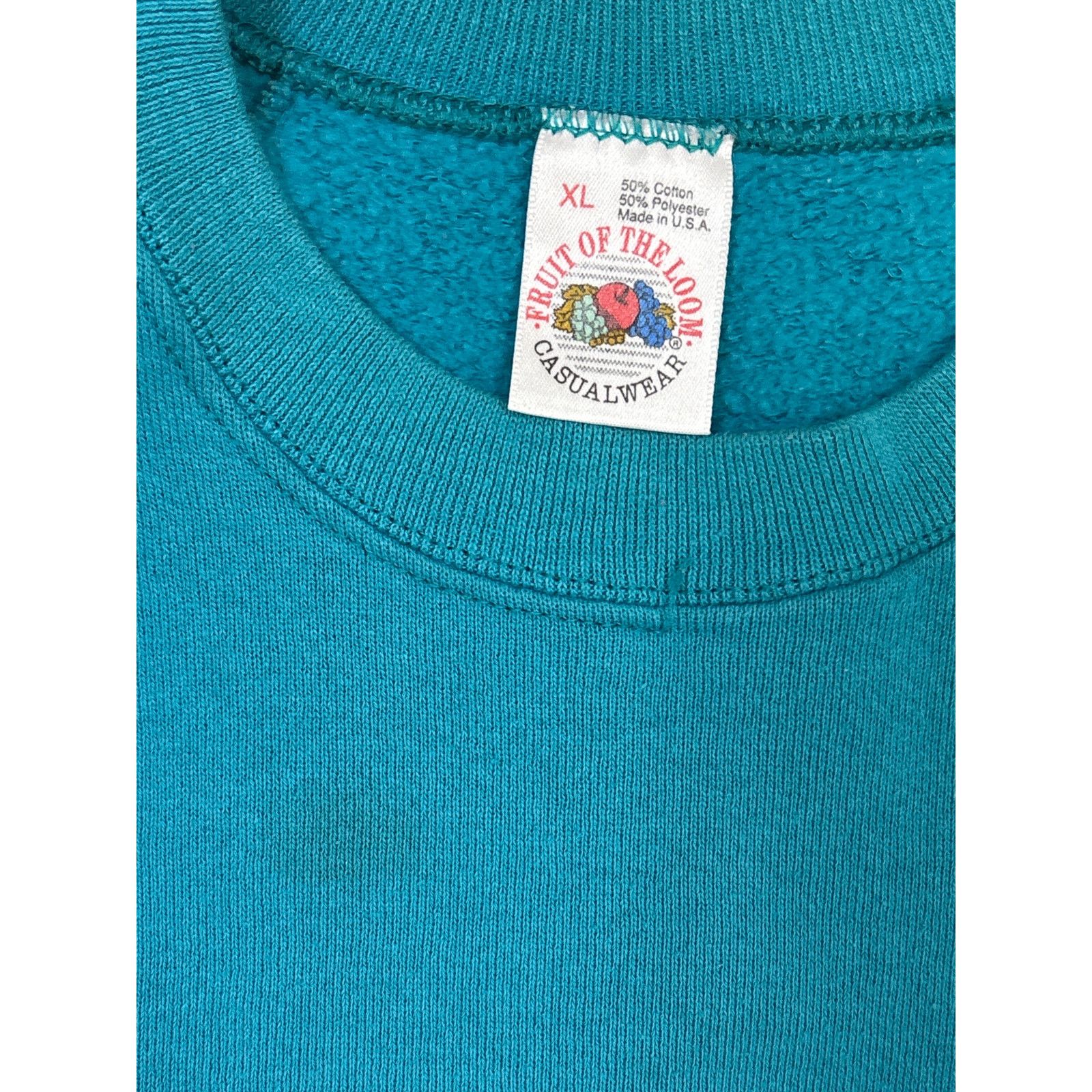 Fruit Of The Loom Vintage 90s Fruit of the Loom casual wear Teal Crewneck XL Size US XL / EU 56 / 4 - 2 Thumbnail